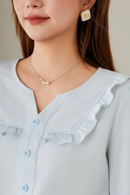 Ruffled Edge Patchwork Blouse ECA2521