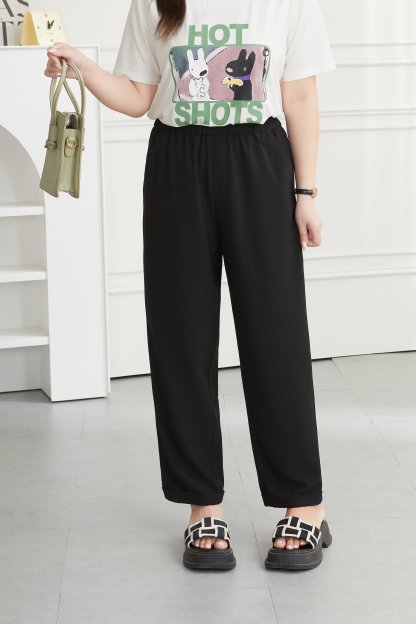 US Elastic waist casual slimming cropped pants DXK0513