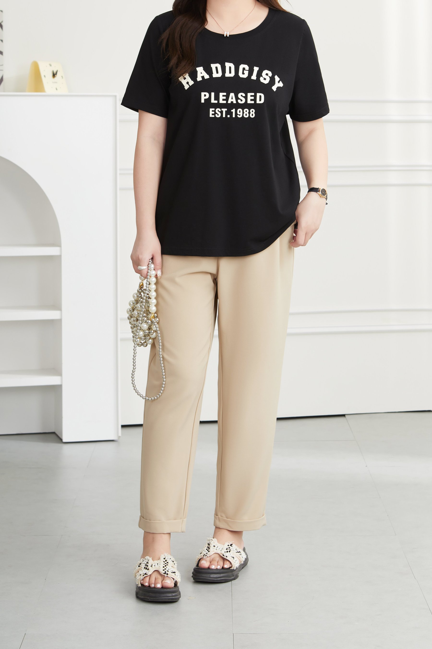 Chic Loose Letter T-shirt Dxz1356