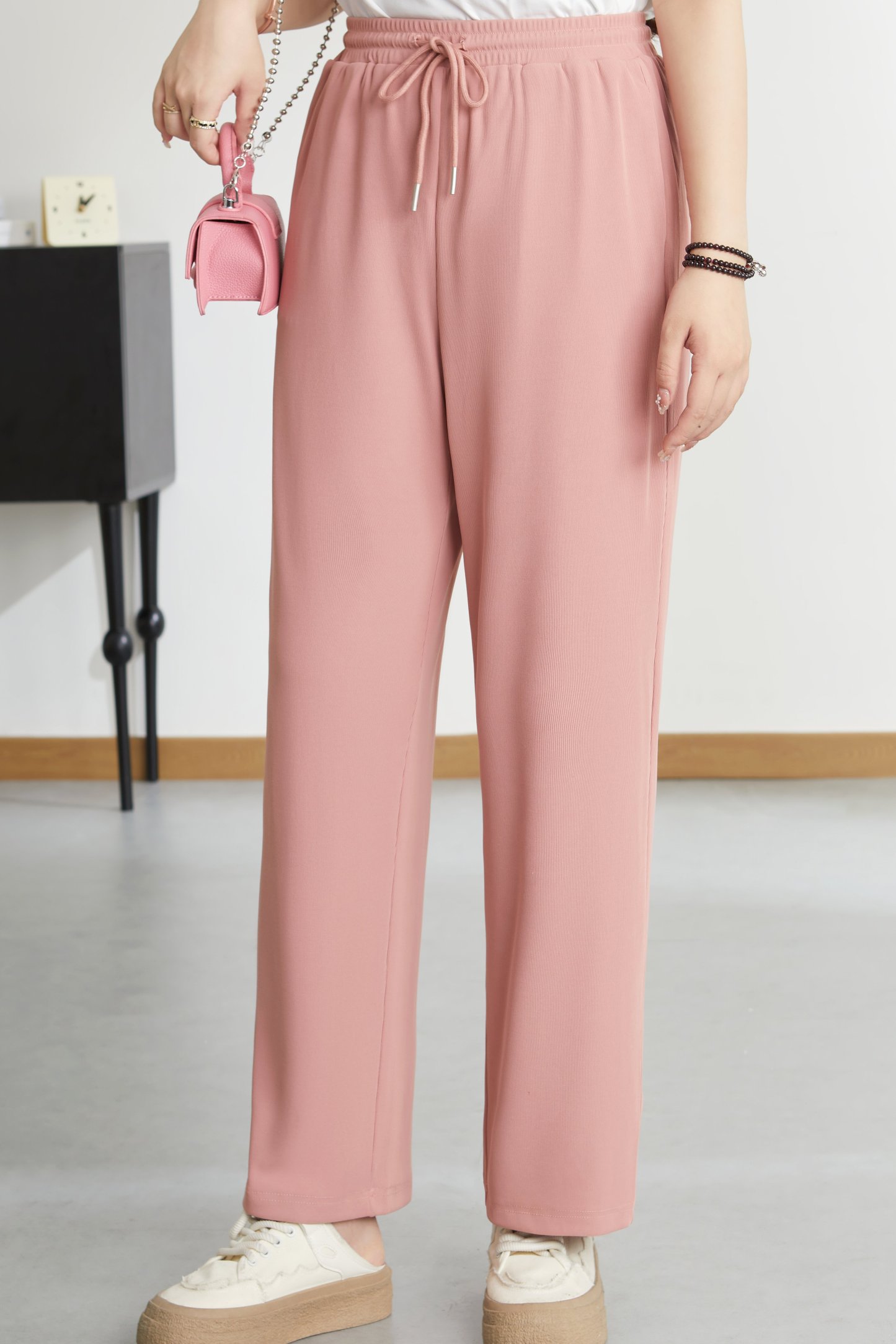 US High Waist Draped Casual Slimming Wide Leg Pants CXK0258N