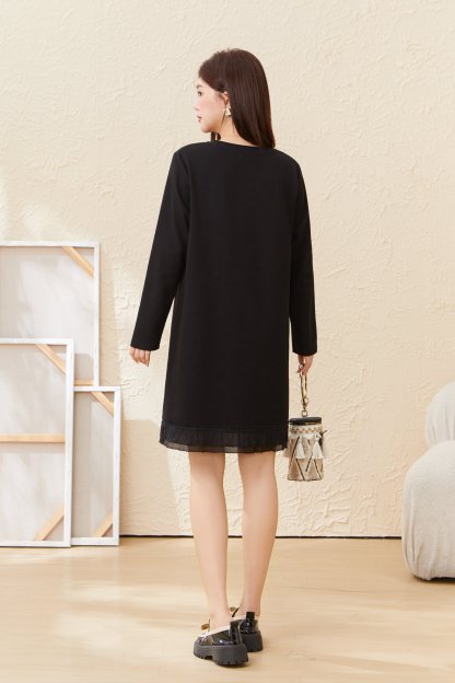 Nail bead ruffle edge knitted dress EDQ5817