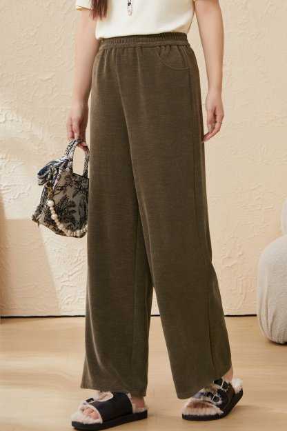 Chenille High Waist Slimming Wide Leg Pants EDK5820
