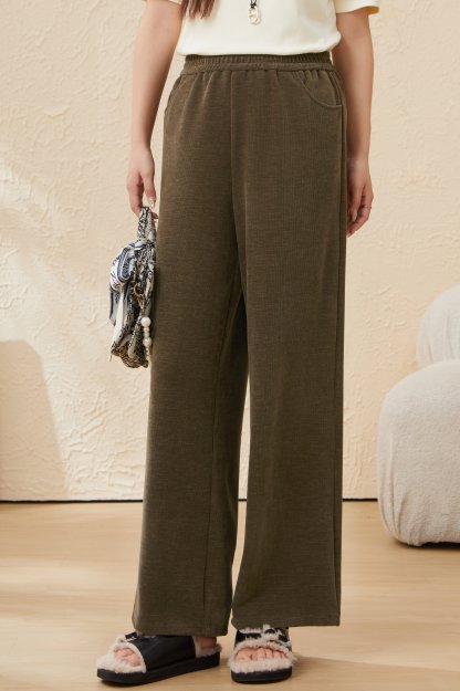 Chenille High Waist Slimming Wide Leg Pants EDK5820