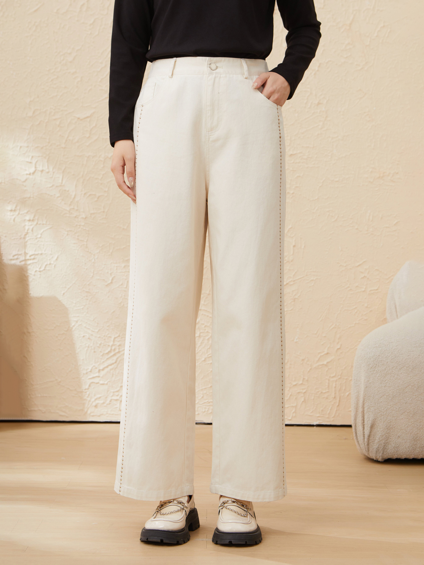 Fashion Straight Washed Denim Pants EDK5807