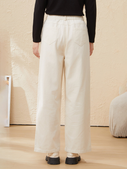 Fashion Straight Washed Denim Pants EDK5807