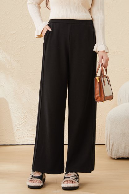 Fleece-Lined Straight-Leg Glutinous Rice Casual Pants EDK5851