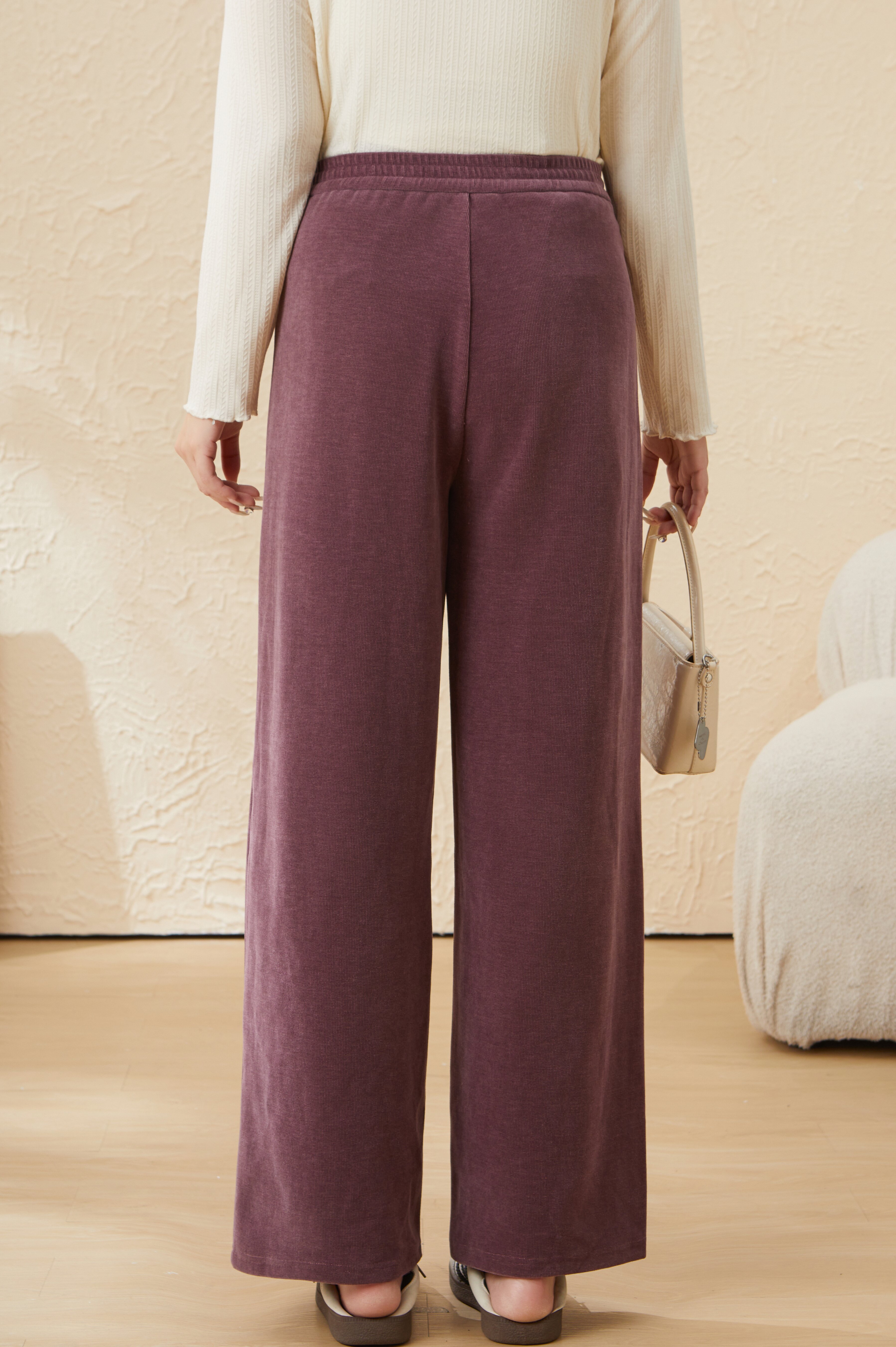 Chenille High Waist Slimming Wide Leg Pants EDK5820