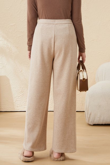 Fleece-Lined Straight-Leg Glutinous Rice Casual Pants EDK5851