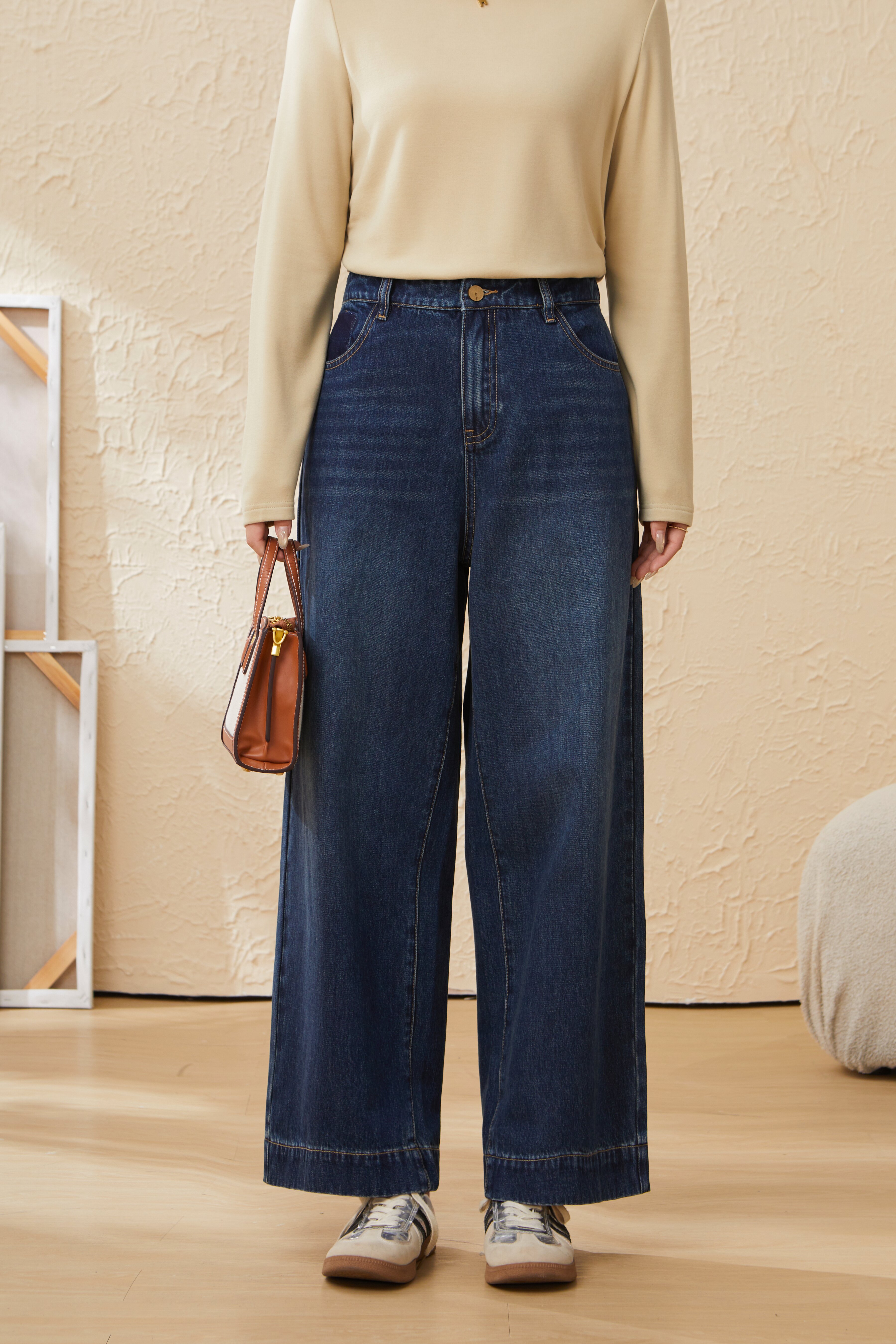 retro wide-leg straight-leg denim pants EDK5862