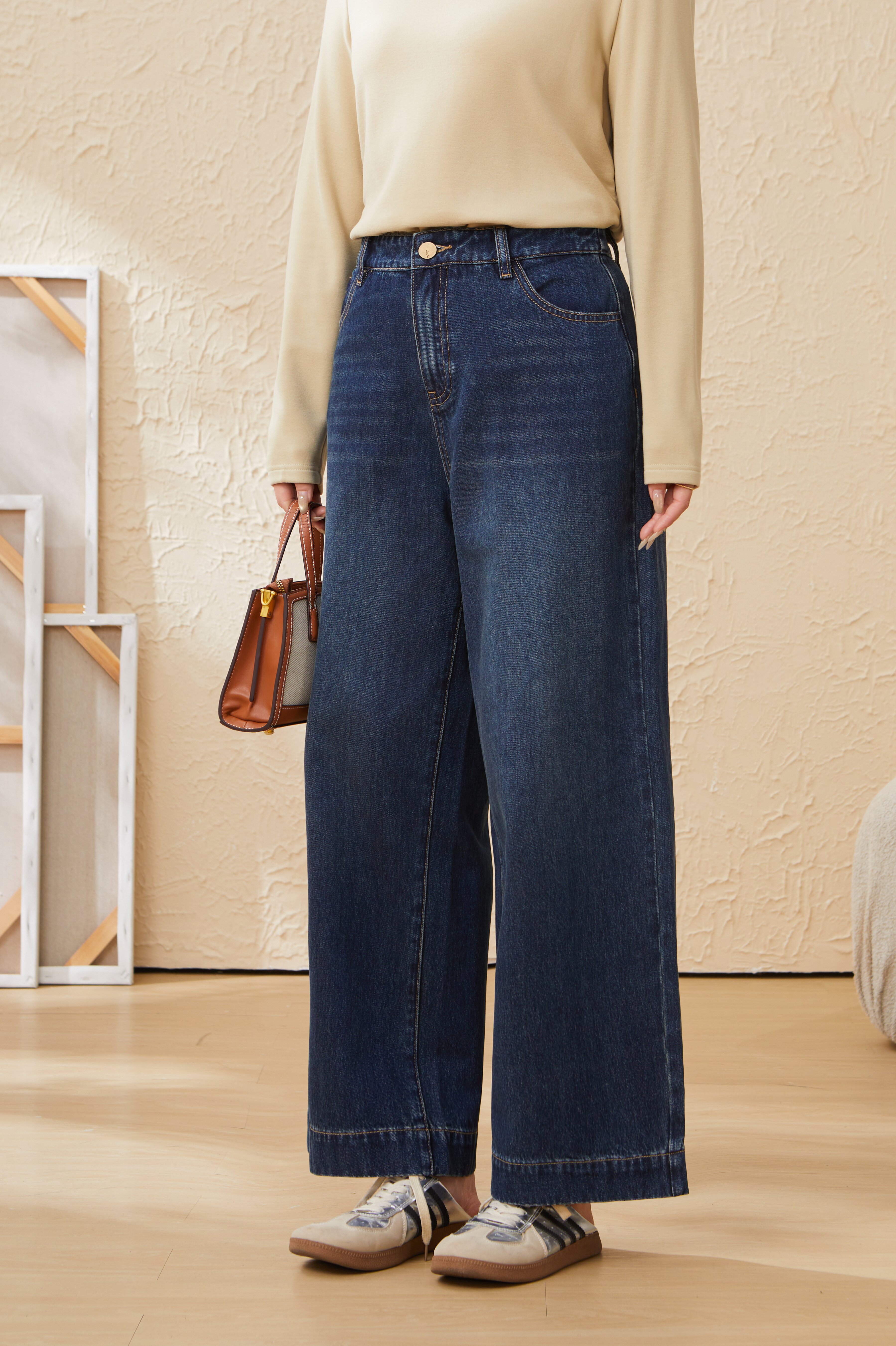 retro wide-leg straight-leg denim pants EDK5862