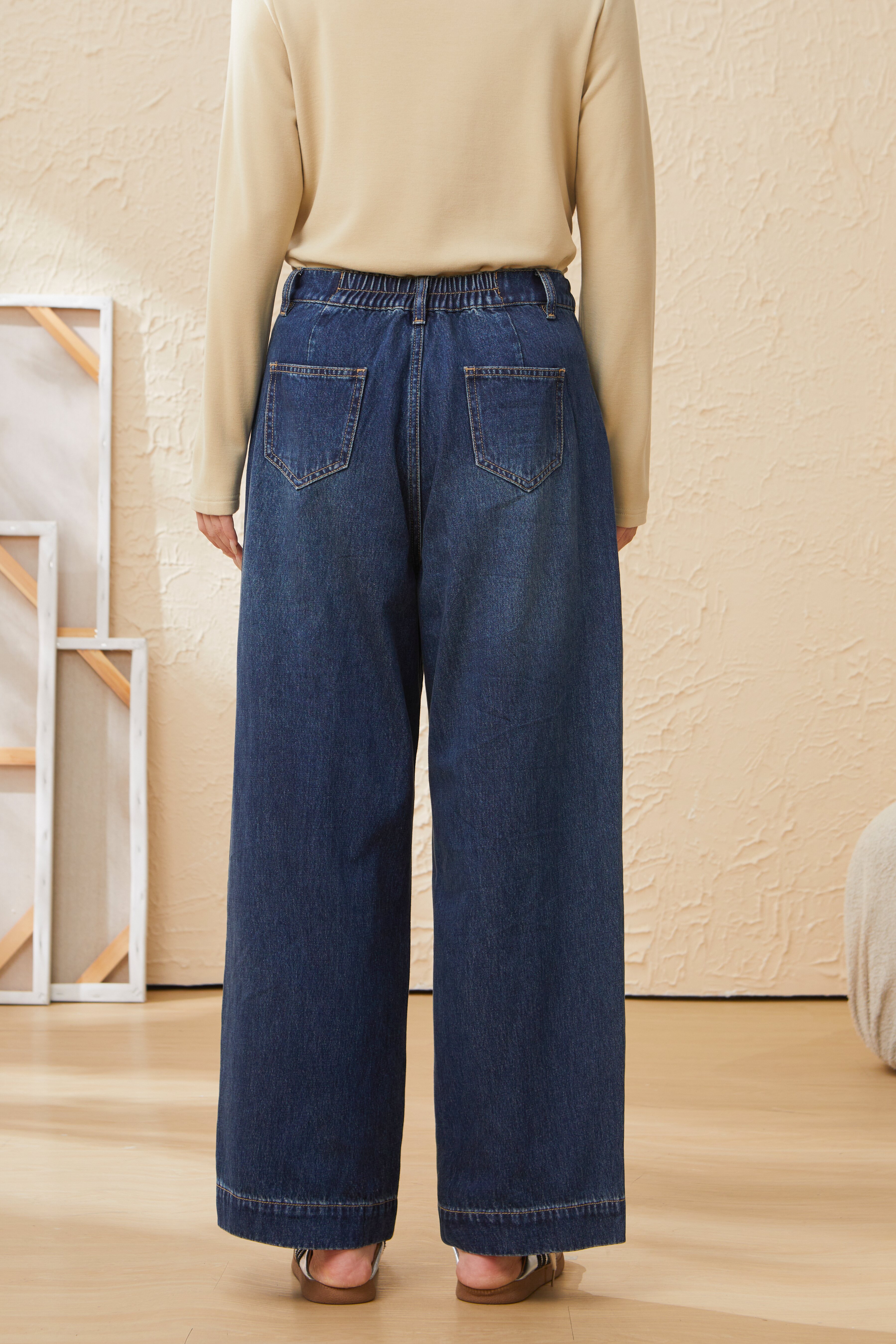 retro wide-leg straight-leg denim pants EDK5862
