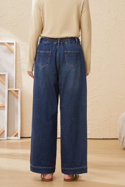 retro wide-leg straight-leg denim pants EDK5862