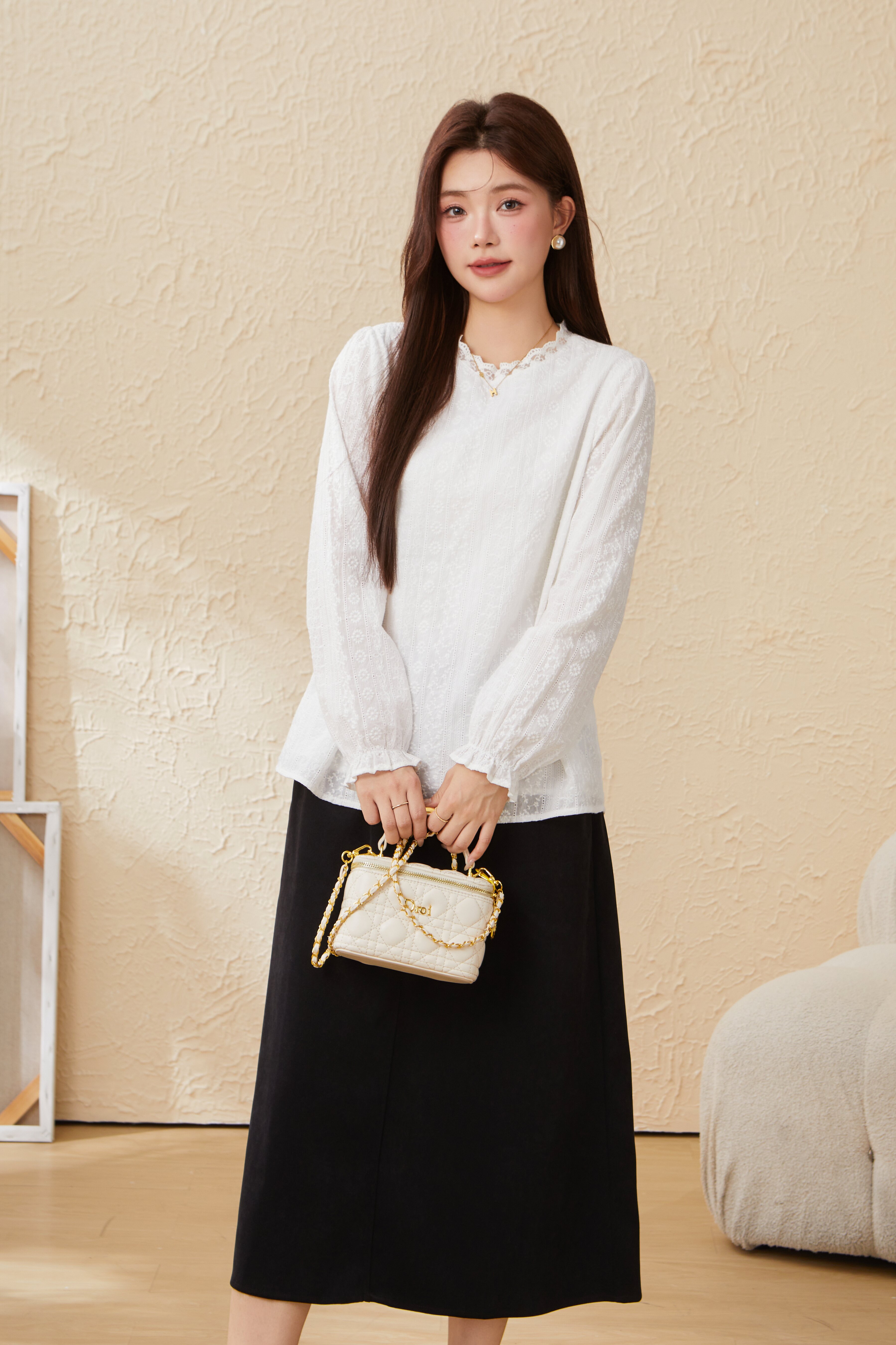 Lace Patchwork Heavy Embroidery Blouse EDA5865