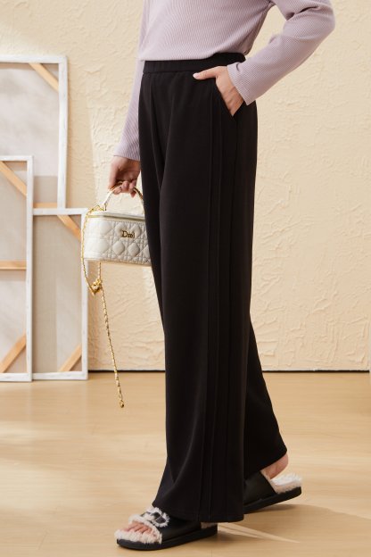 Fleece-Lined Straight-Leg Glutinous Rice Casual Pants EDK5851