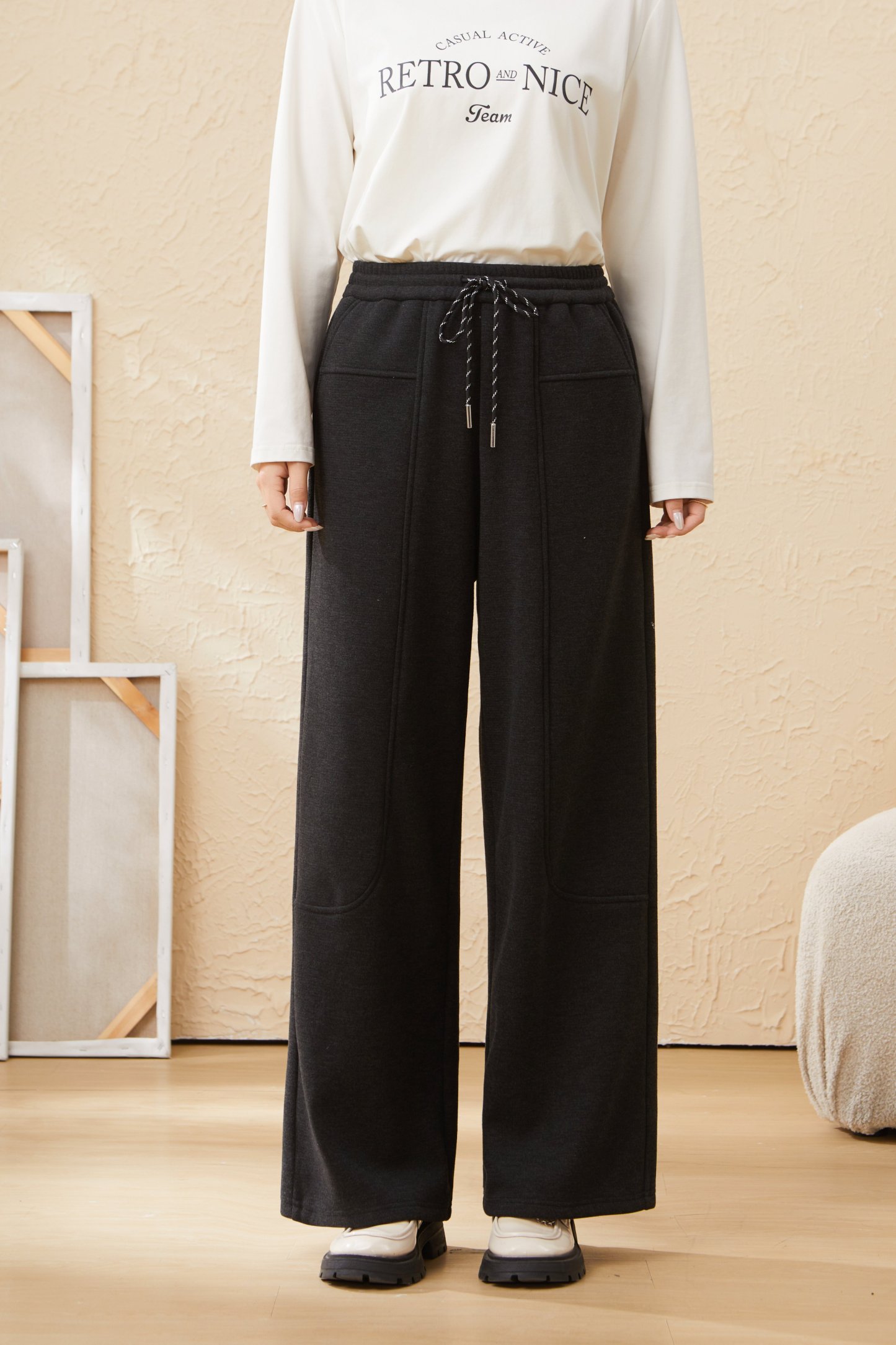 Winter Thickened Ribbed Casual Pants EDK5901N