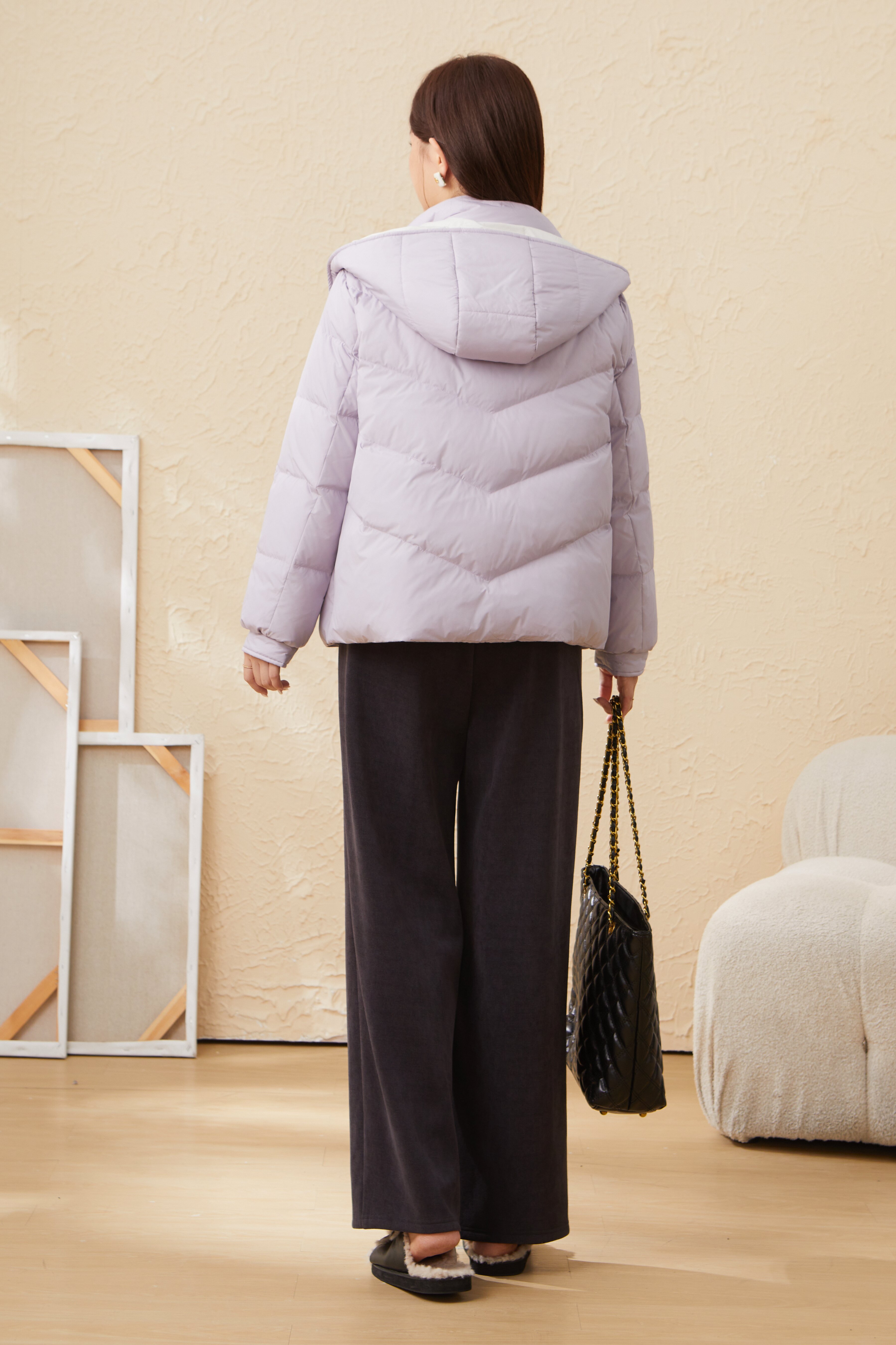 Contrast Color Hooded 90 White Duck Down Down Jacket EDY6020