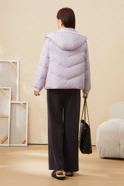 Contrast Color Hooded 90 White Duck Down Down Jacket EDY6020