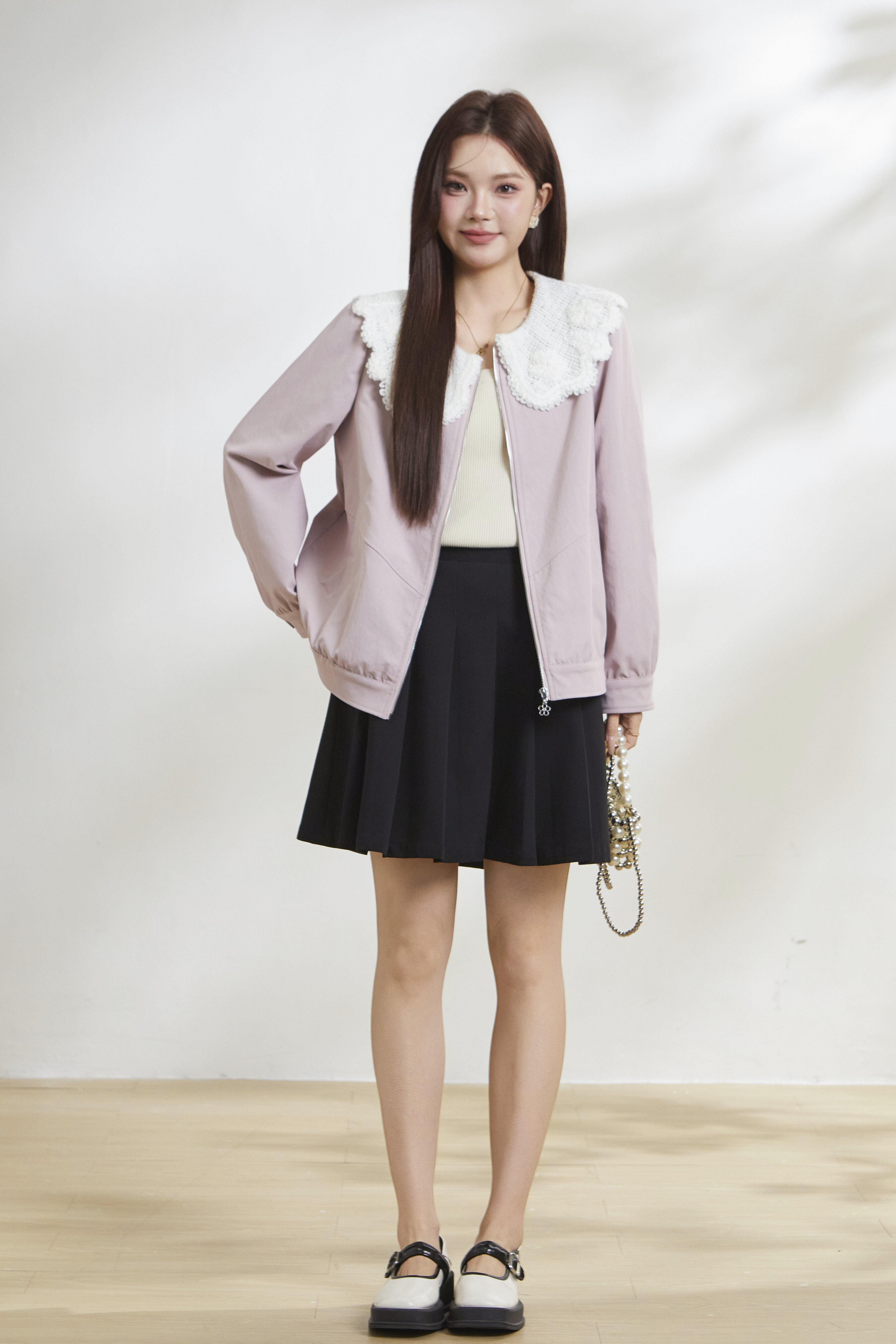 Lace doll collar loose slimming jacket FCW6879