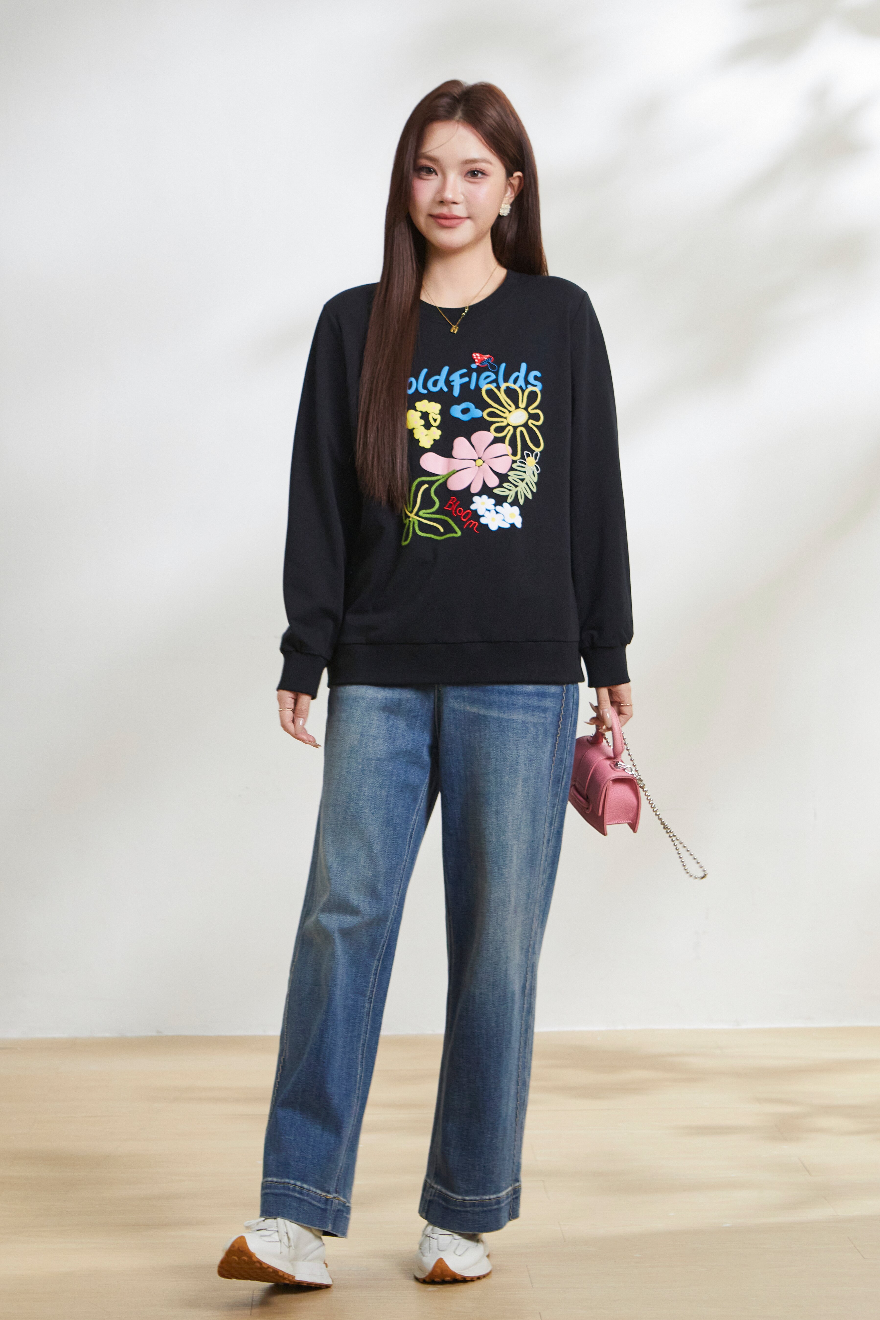 Embroidered printed knitted sweatshirt FCZ6961