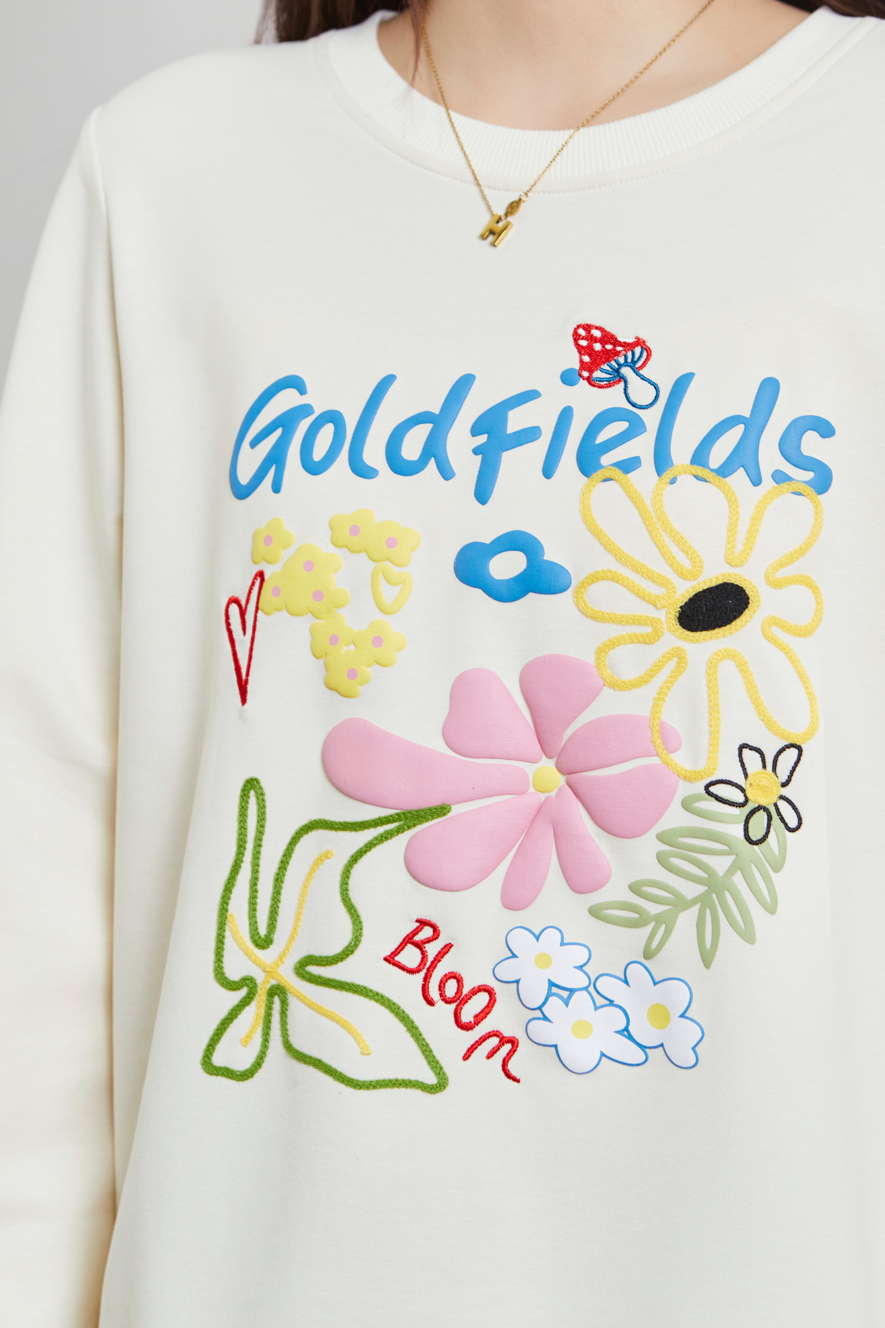 Embroidered printed knitted sweatshirt FCZ6961