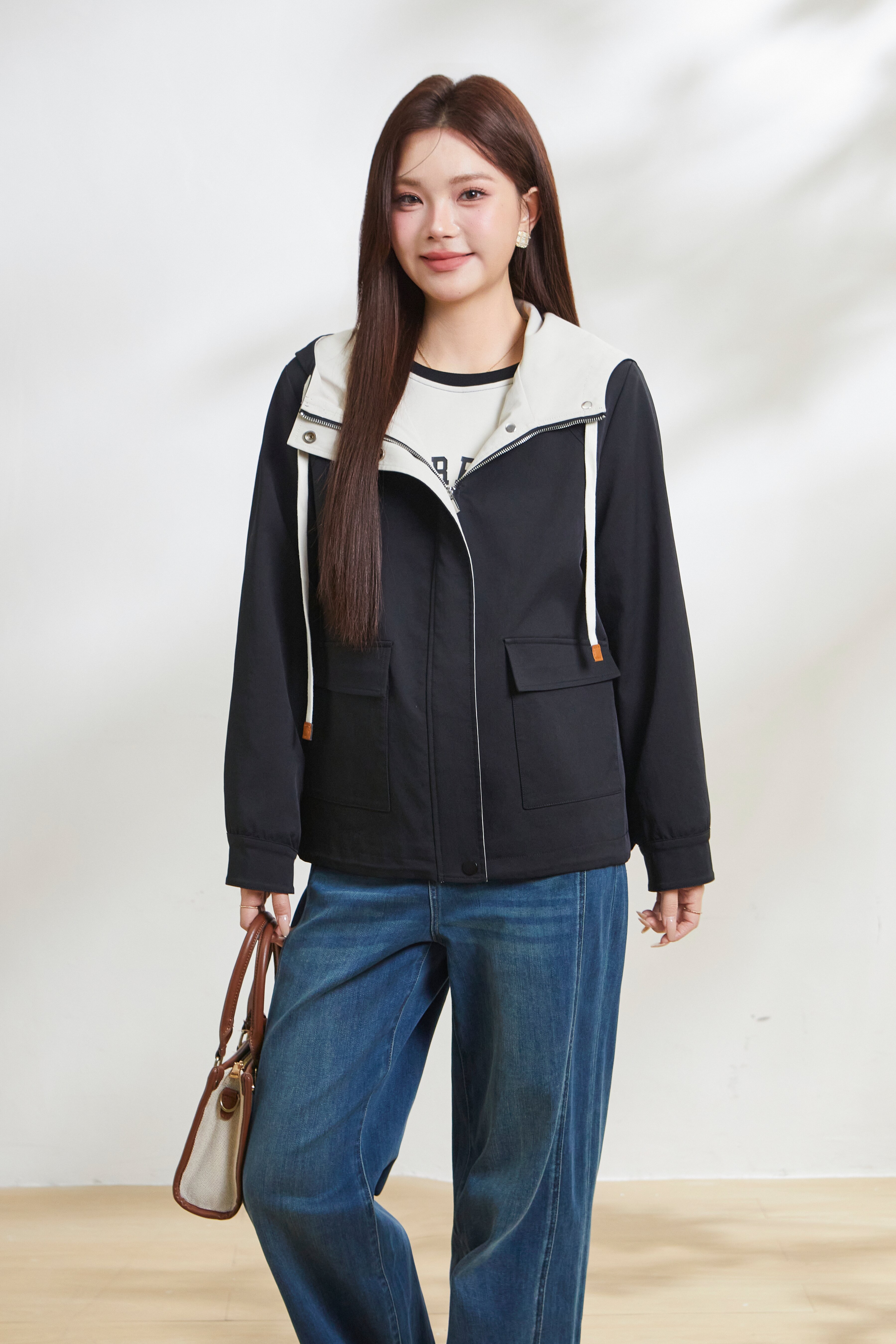 Two-tone hooded work jacket FCW6865N