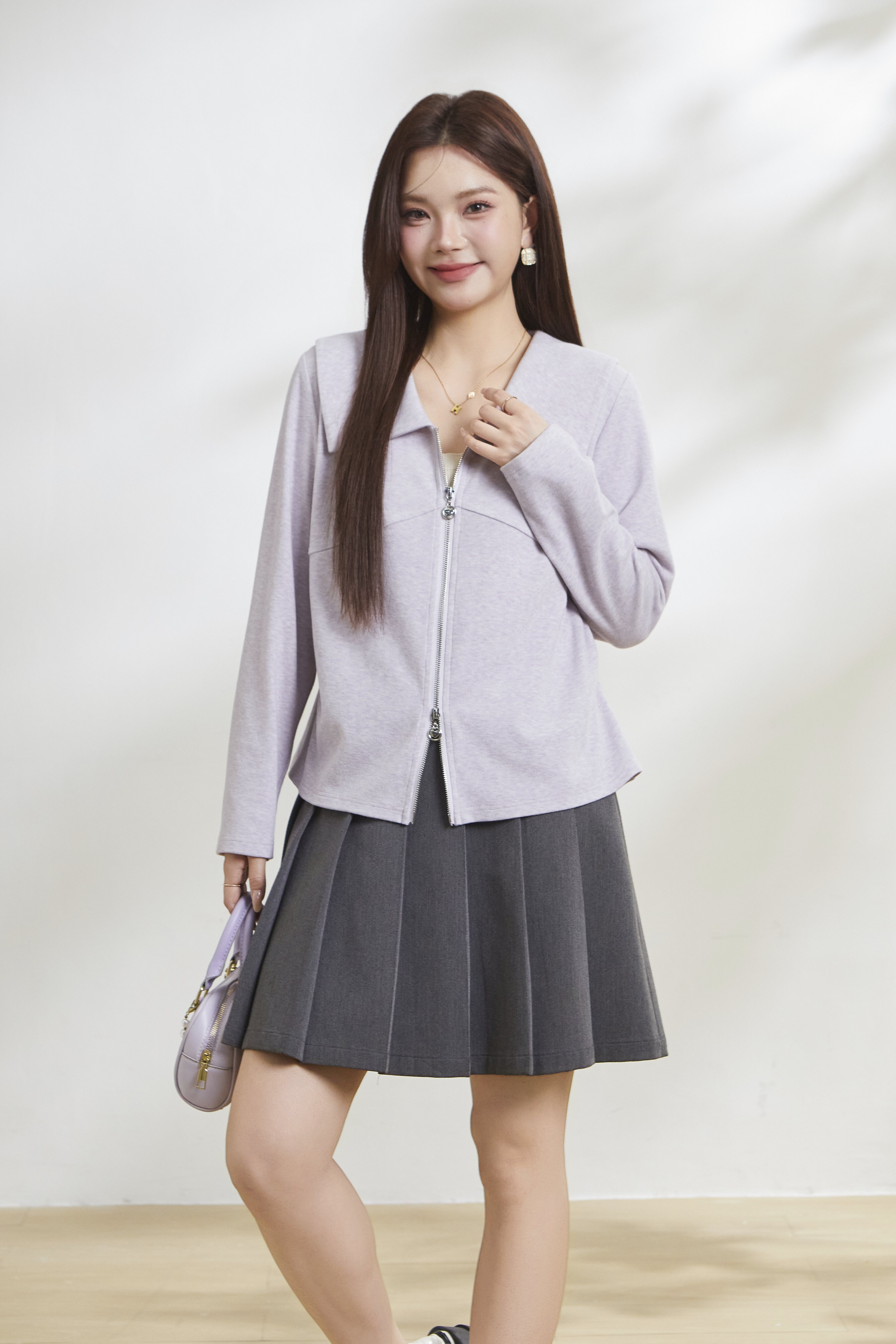 Large Collar Slim-Fit Waist-Cinching Top FCA6890