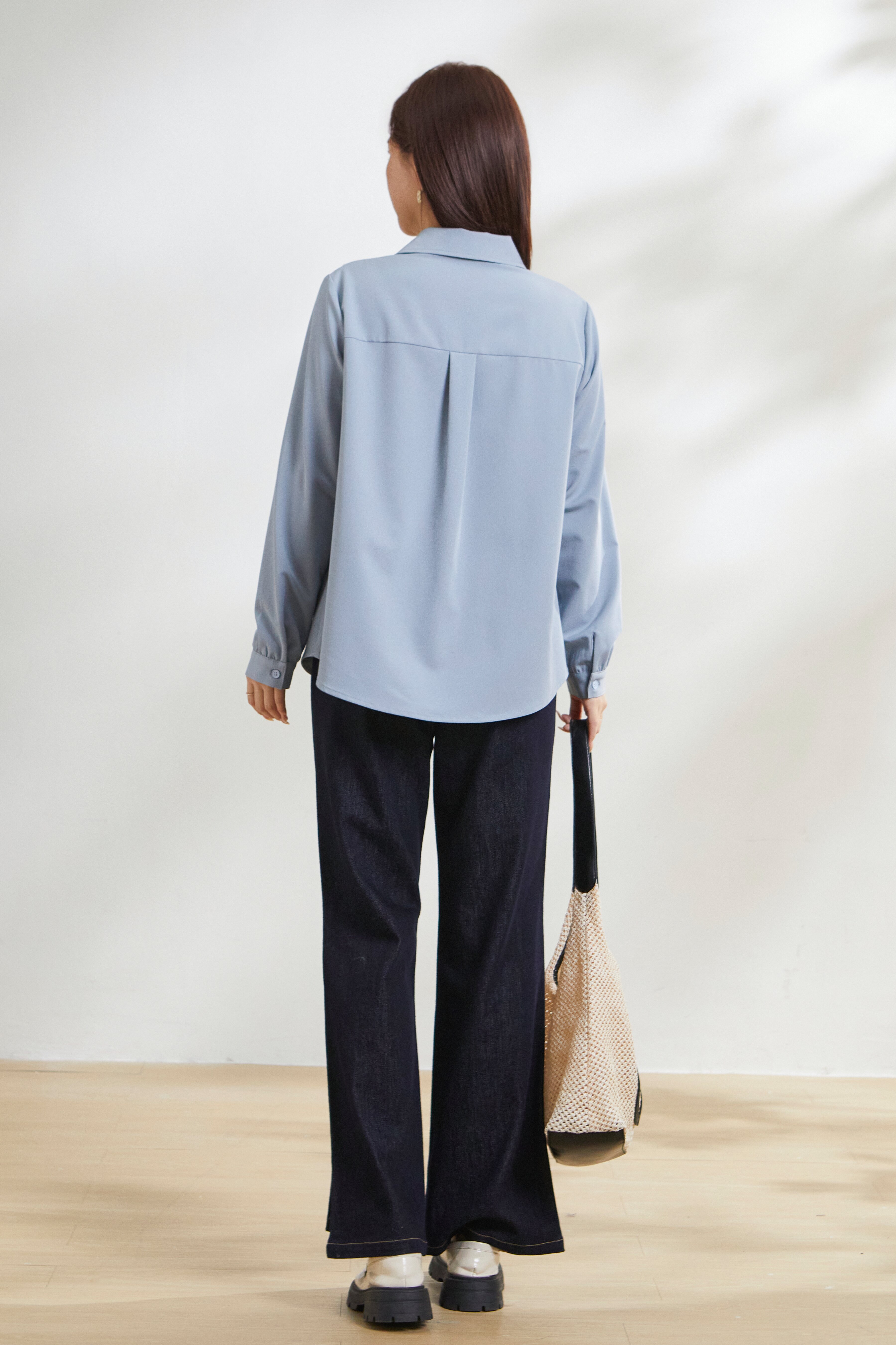 Fake Two-Piece Striped Shawl Shirt FCA6916