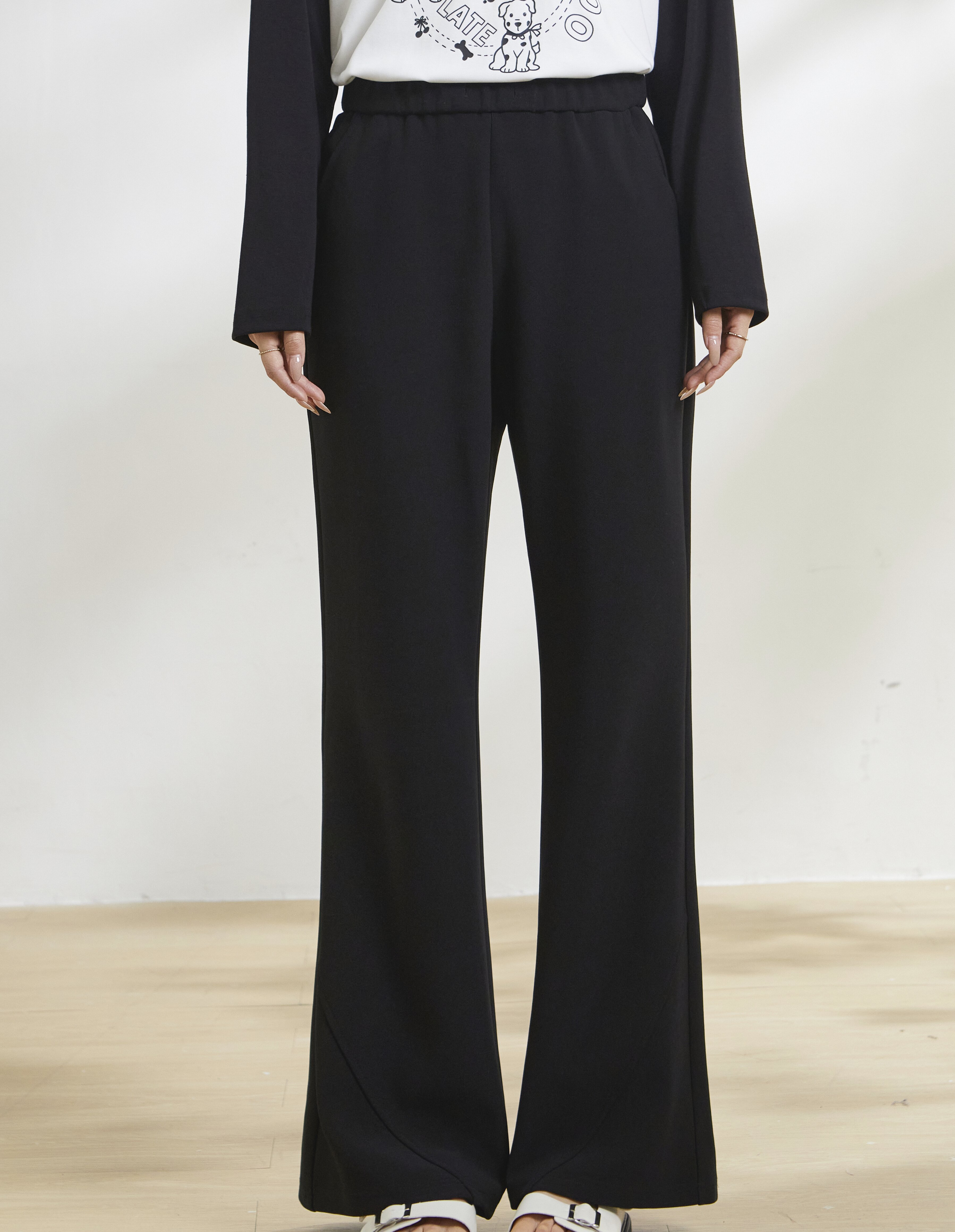 Slightly flared casual loose slimming wide-leg pants FCK6862