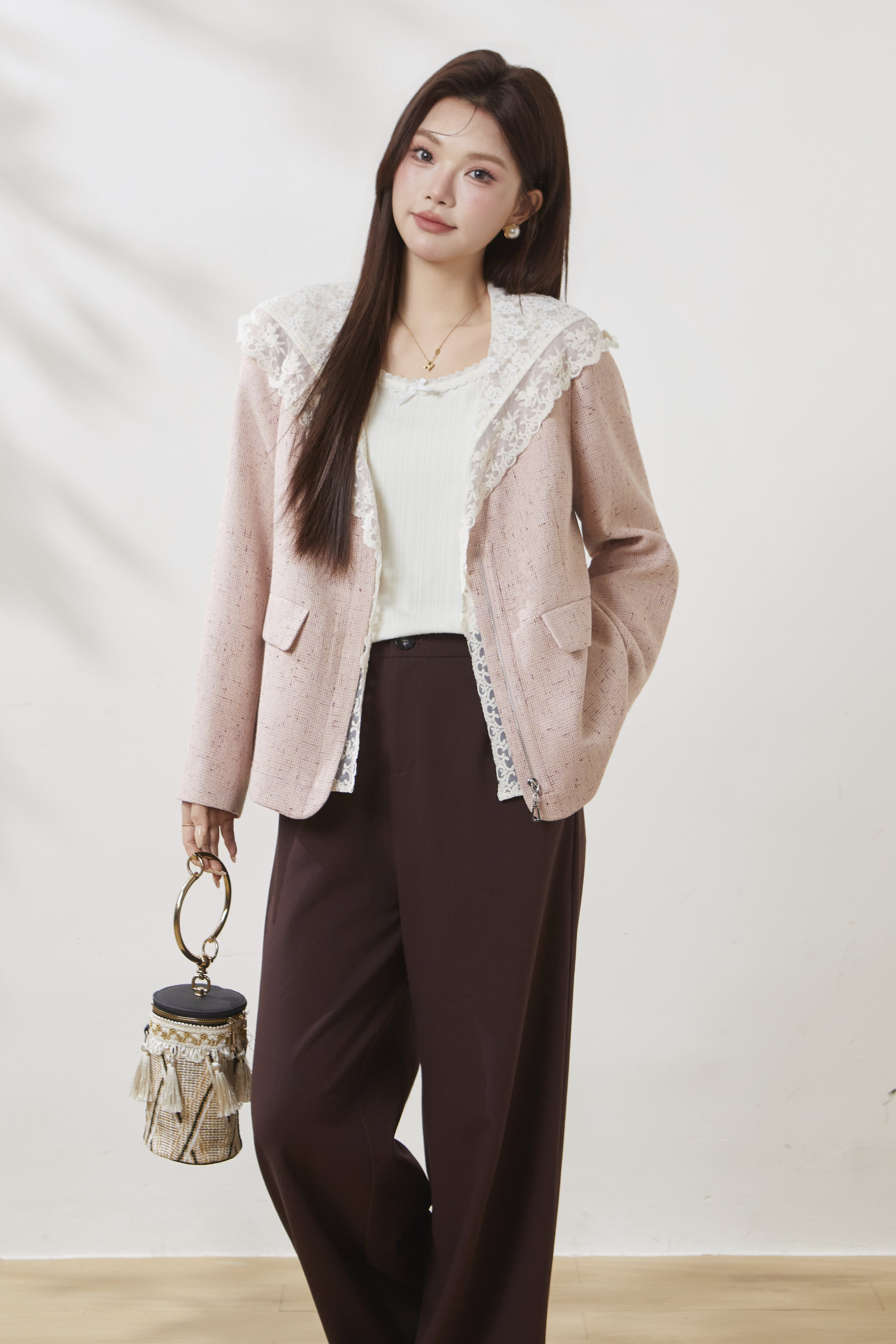 Lace Patchwork Hooded Chanel-style Jacket FCW6880