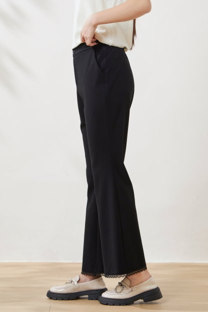 High-waisted lace-trimmed flared cropped pants FXK7021