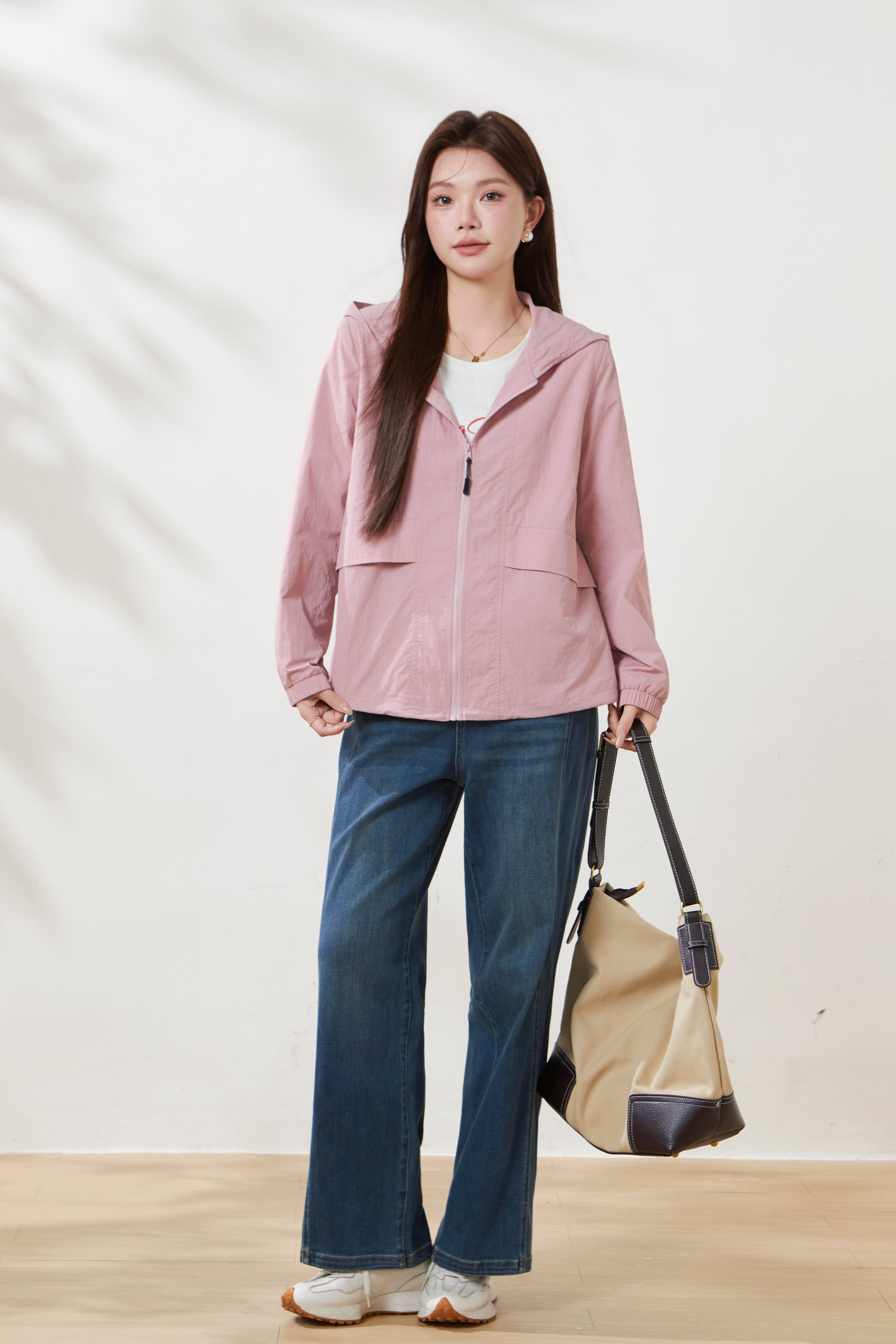 Drawstring hem hooded sun protection jacket FCW7002