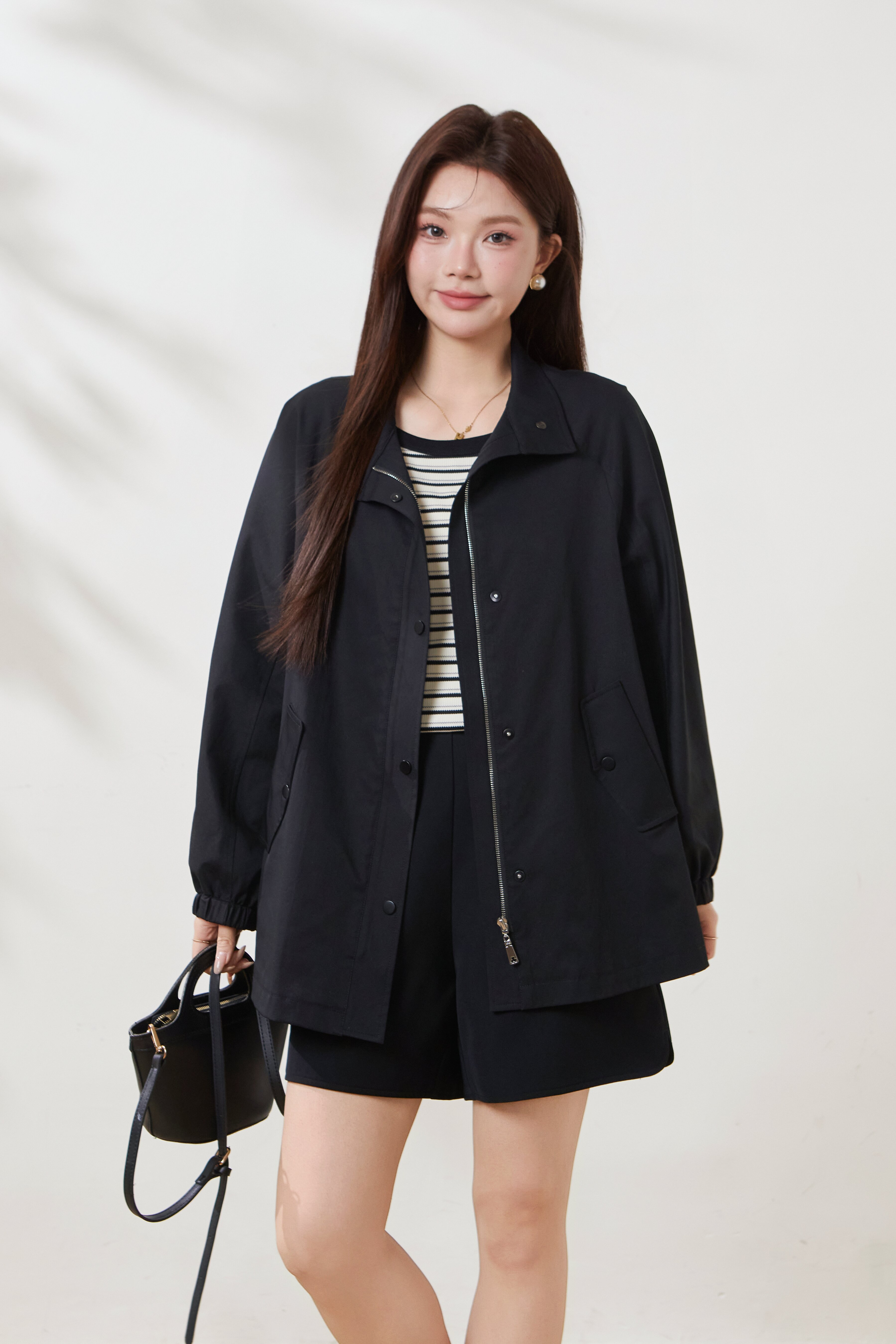 Mid-length stand-collar trench coat FCW6886