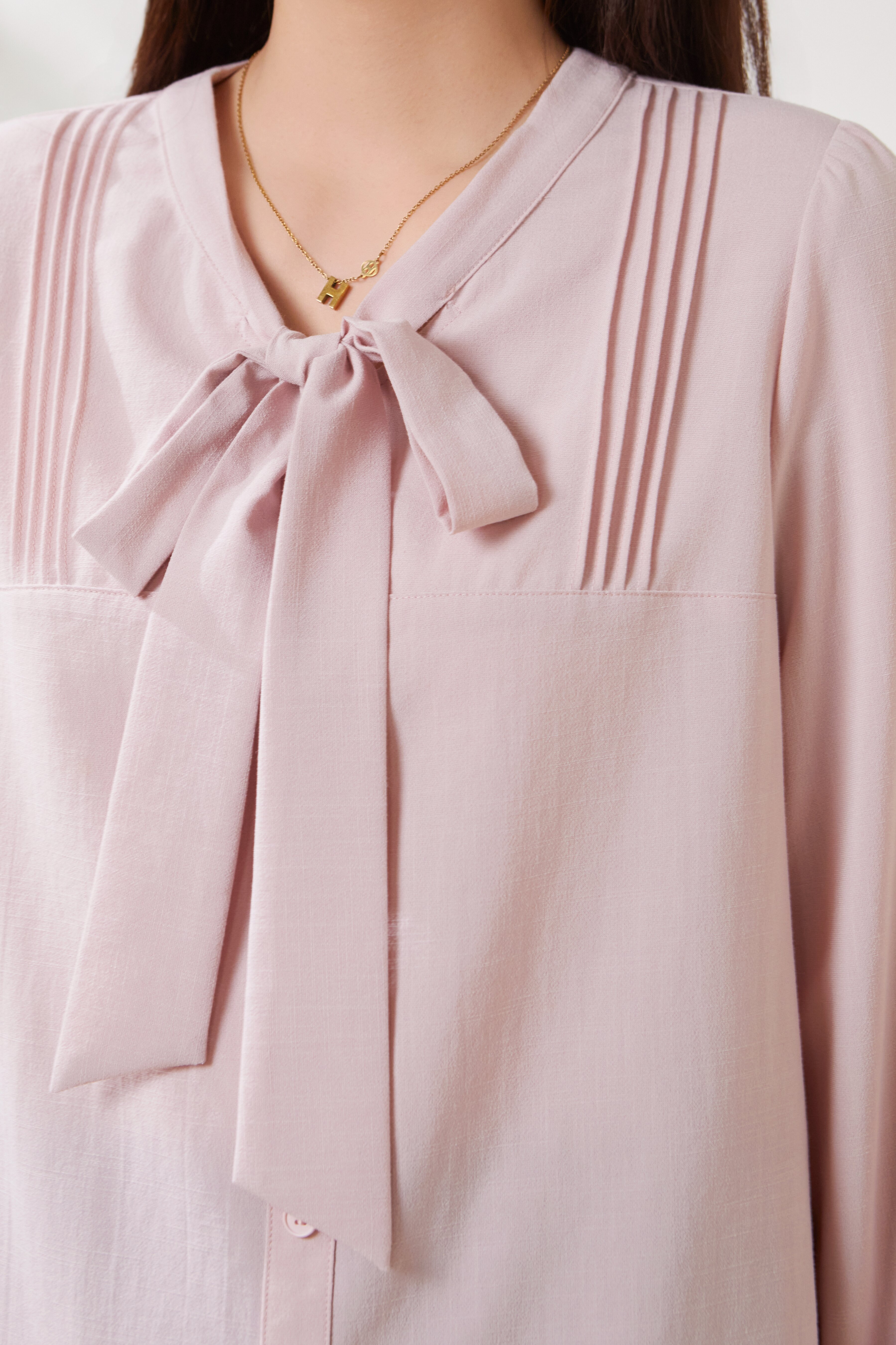 Lace-up lace-trim blouse FCA6863