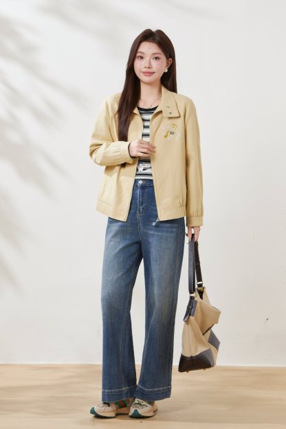 Two-tone embroidered baseball-style light jacket FCW7010