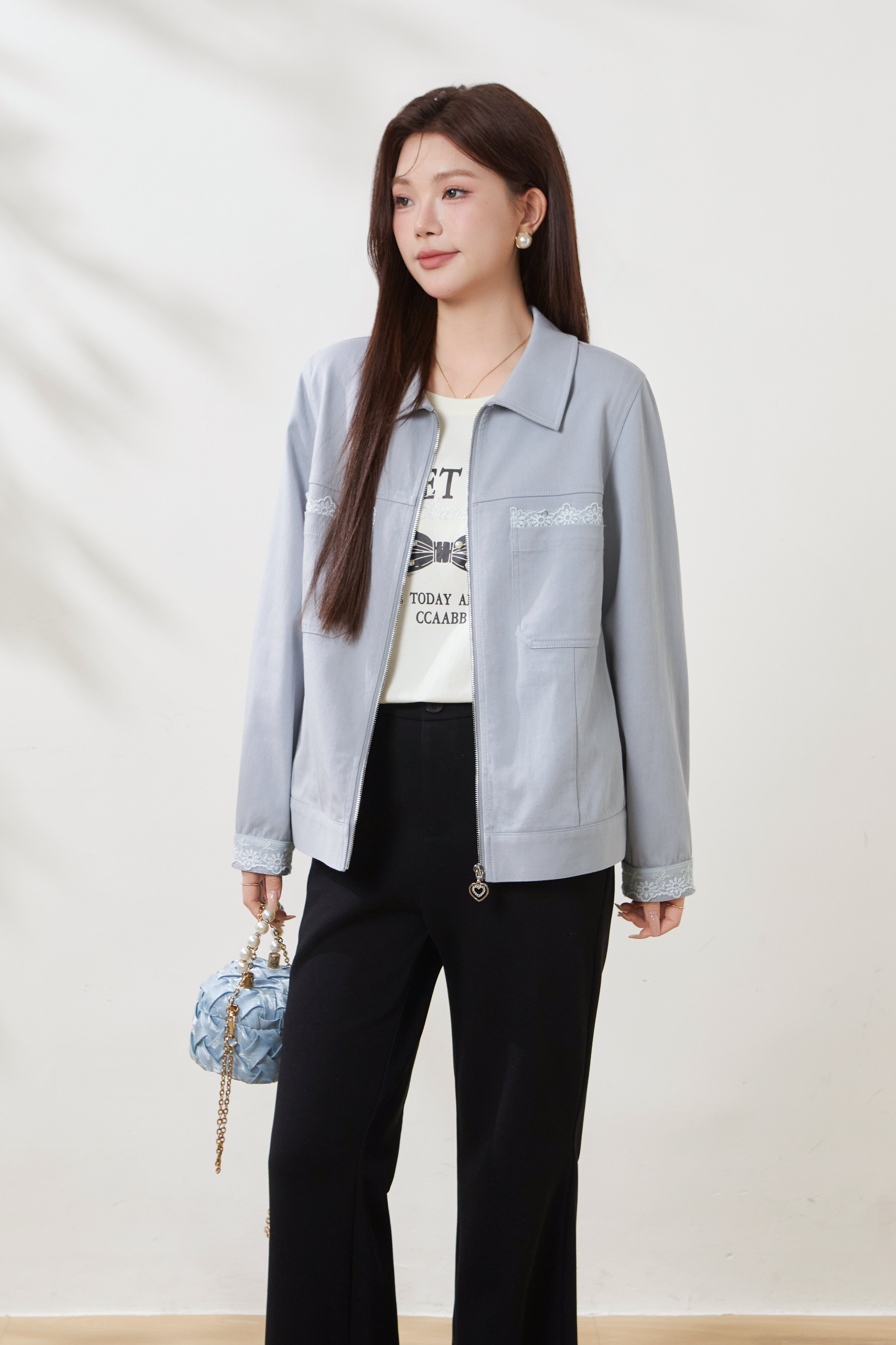 Lace Patchwork Tencel Cotton Thin Jacket FCW6930