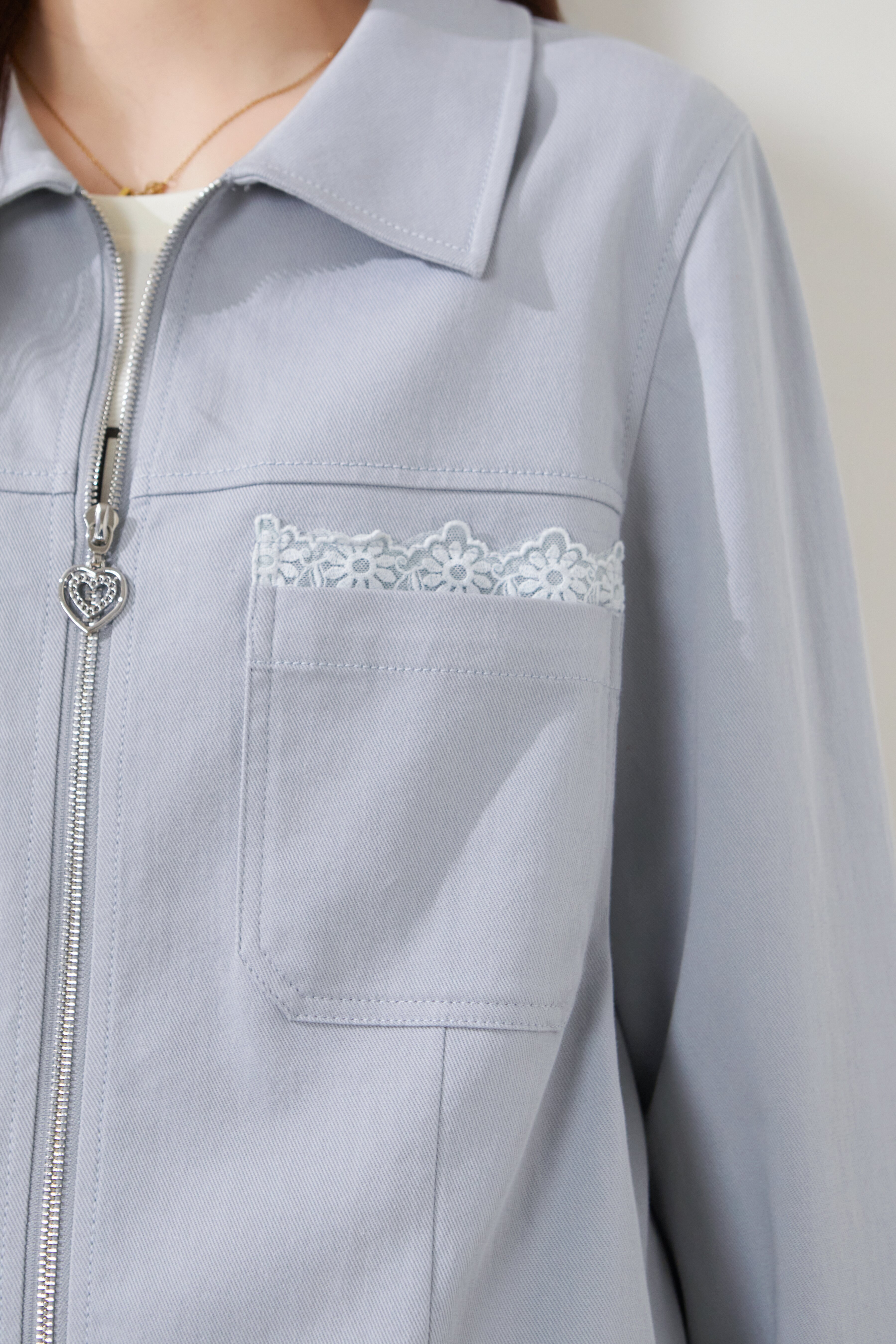 Lace Patchwork Tencel Cotton Thin Jacket FCW6930