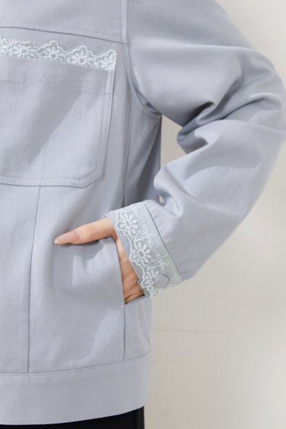 Lace Patchwork Tencel Cotton Thin Jacket FCW6930