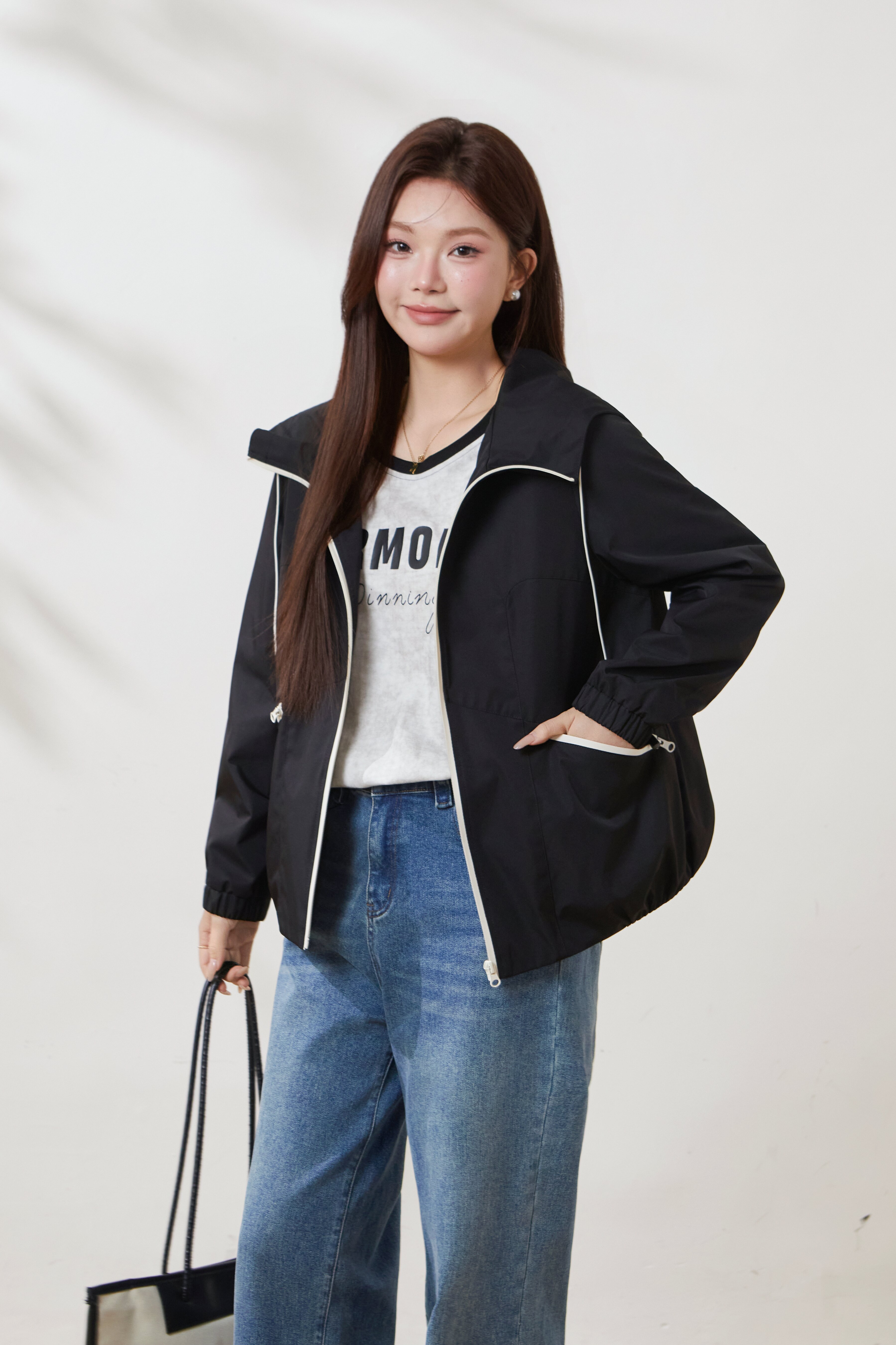 Two-tone hooded jacket FCW6902