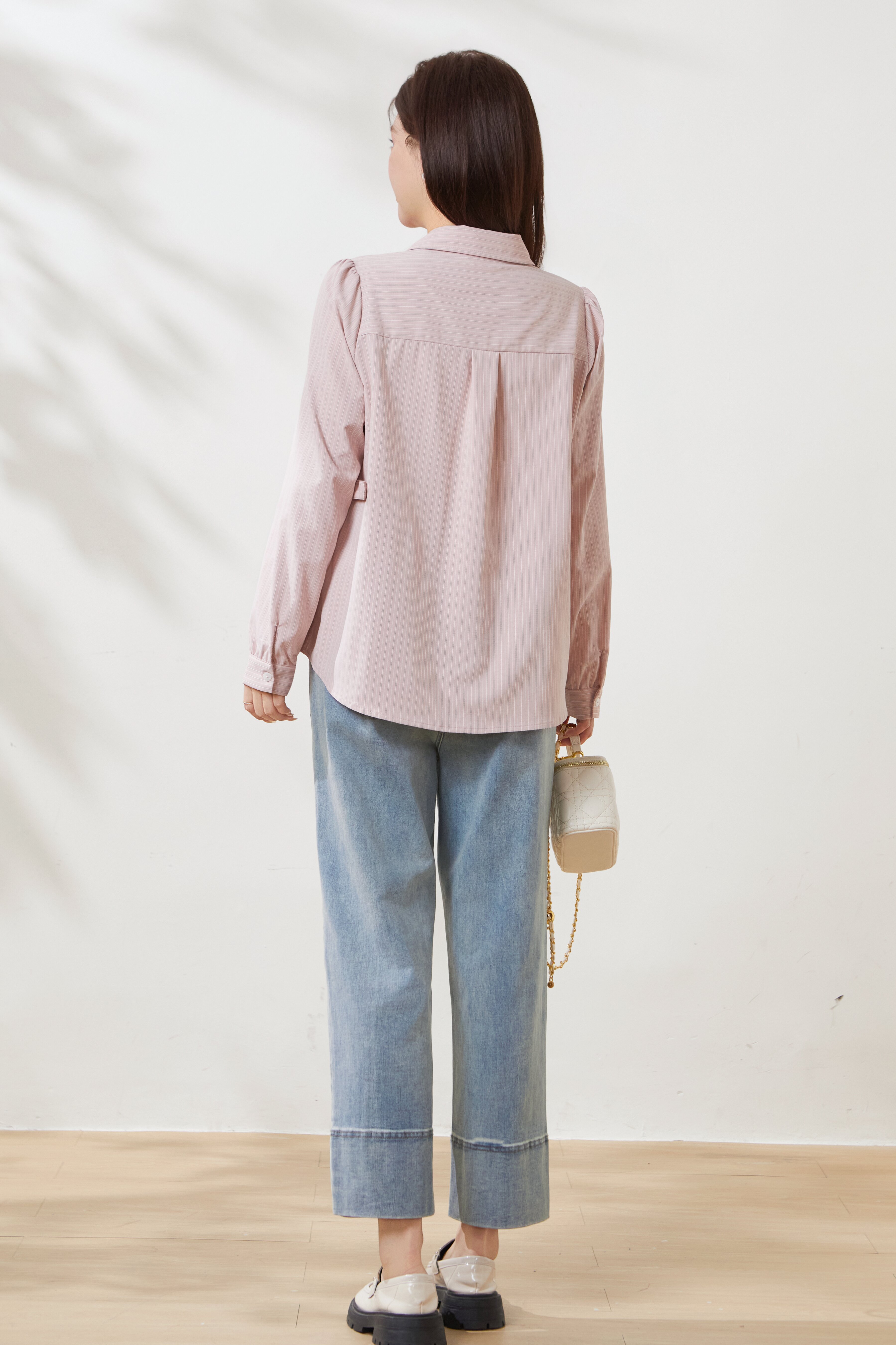 Waist-slimming versatile striped top FCA6979