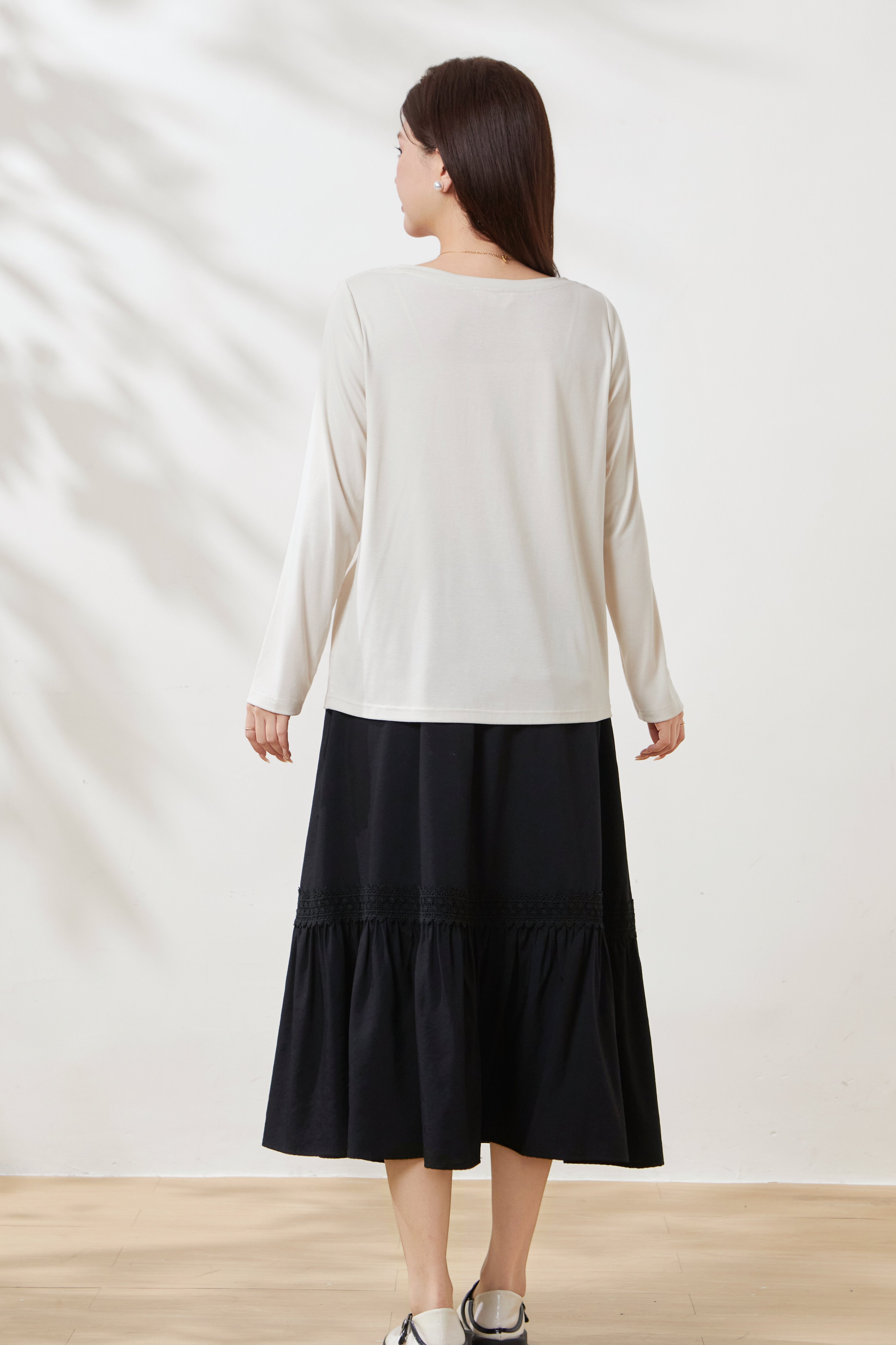 Off-shoulder design casual T-shirt FCZ6938