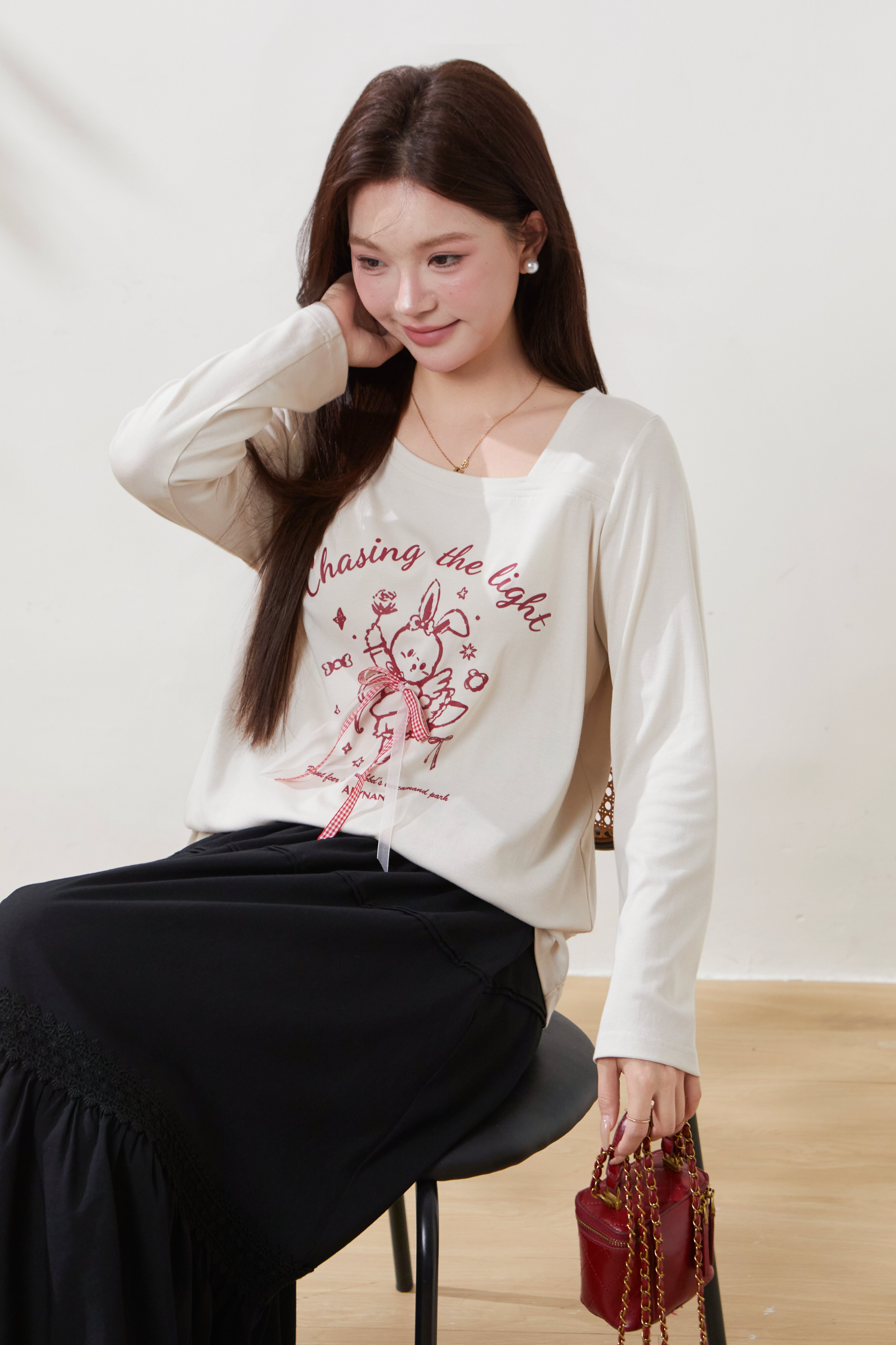 Off-shoulder design casual T-shirt FCZ6938
