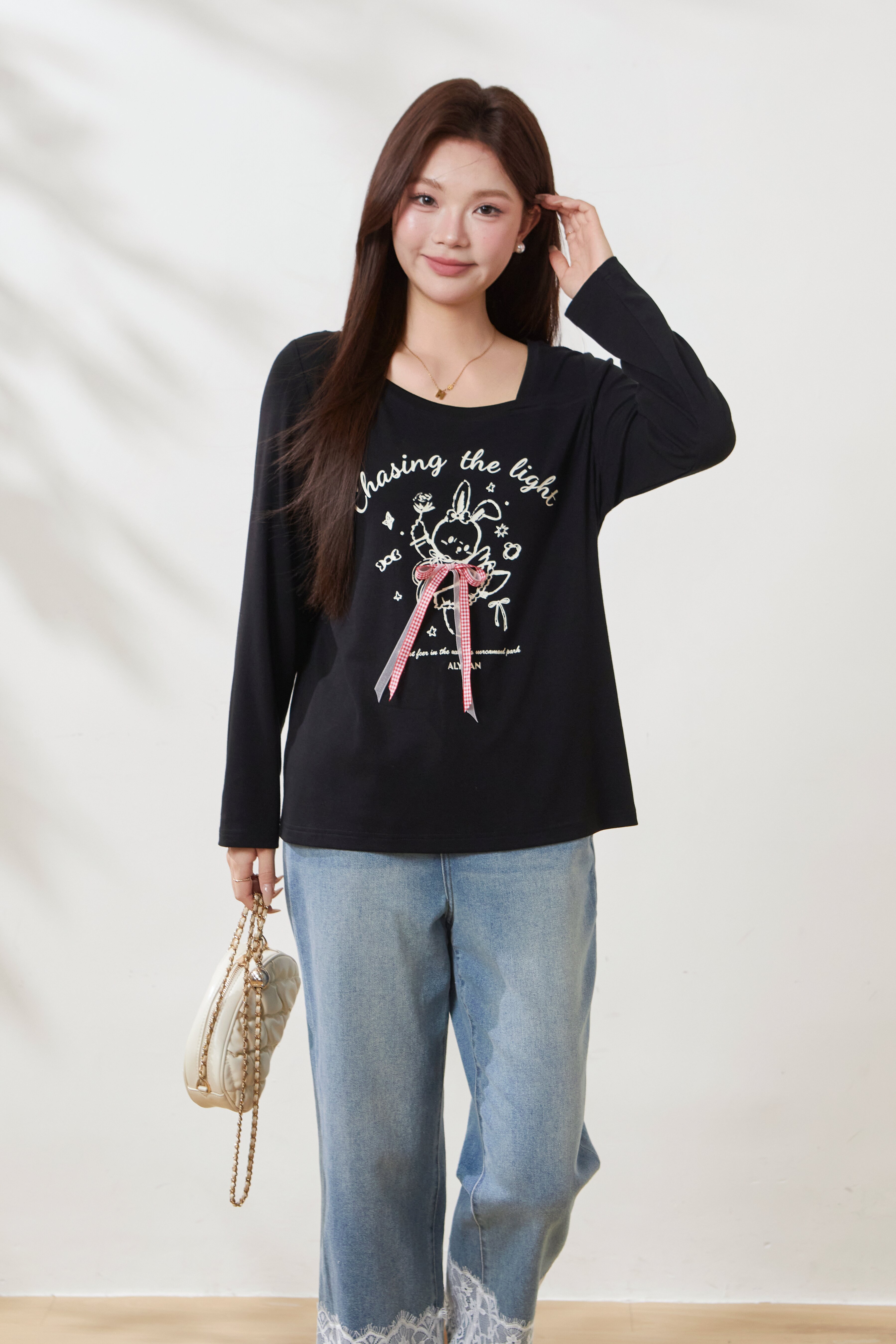 Off-shoulder design casual T-shirt FCZ6938