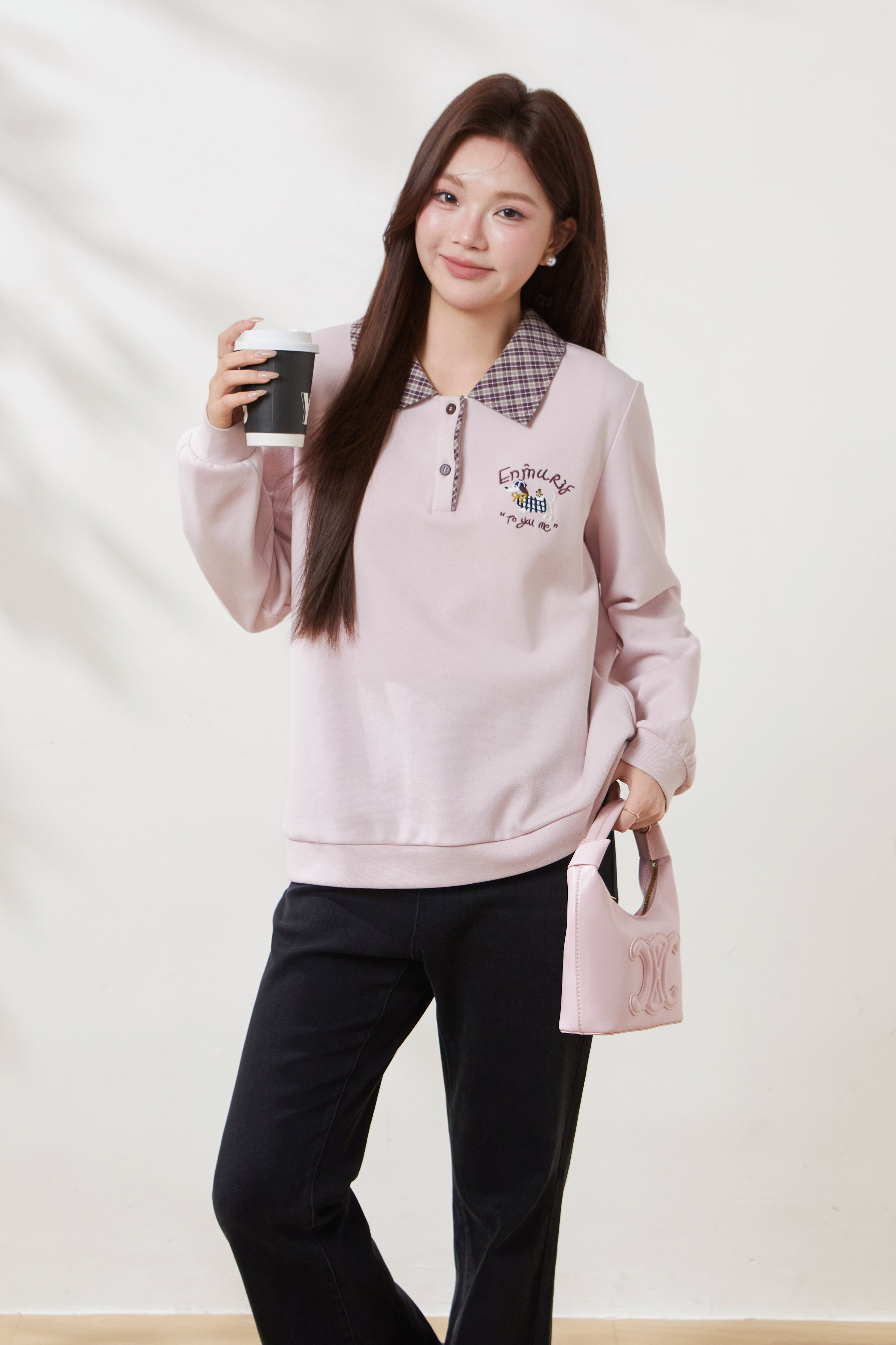 Fake two-piece color-blocked POLO collar sweatshirt FCZ6990