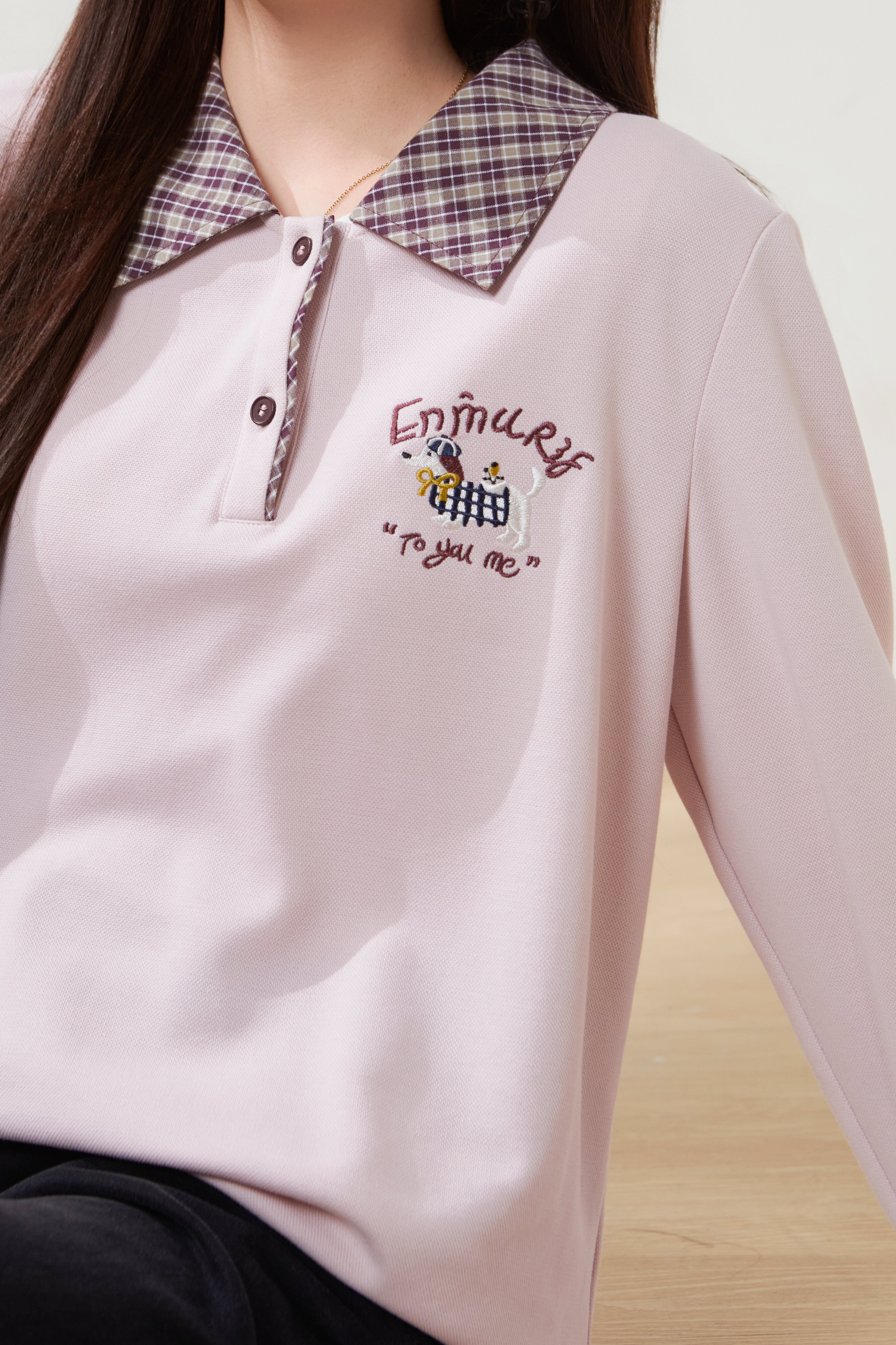 Fake two-piece color-blocked POLO collar sweatshirt FCZ6990