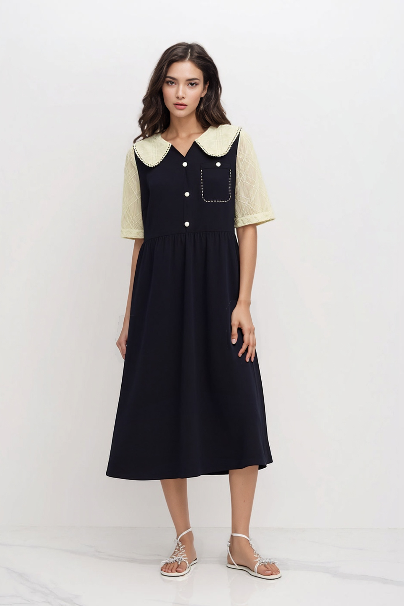 V-neck Waist Slimming Dress DXQ0195