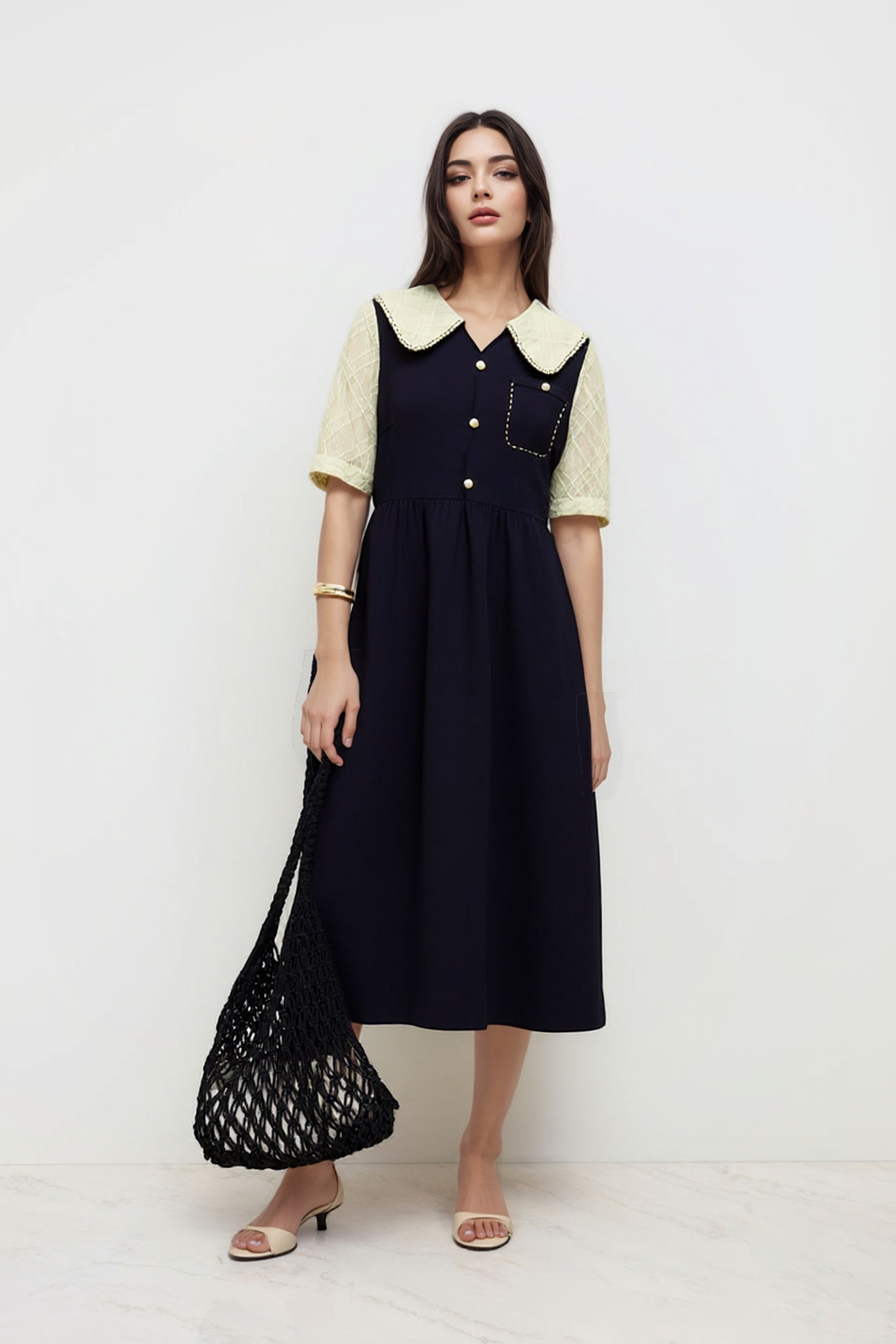 V-neck Waist Slimming Dress DXQ0195