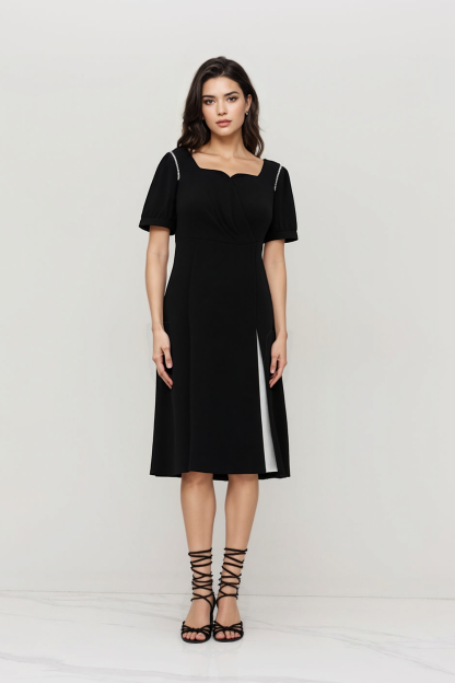 Bubble sleeve chic dress CXQ0615