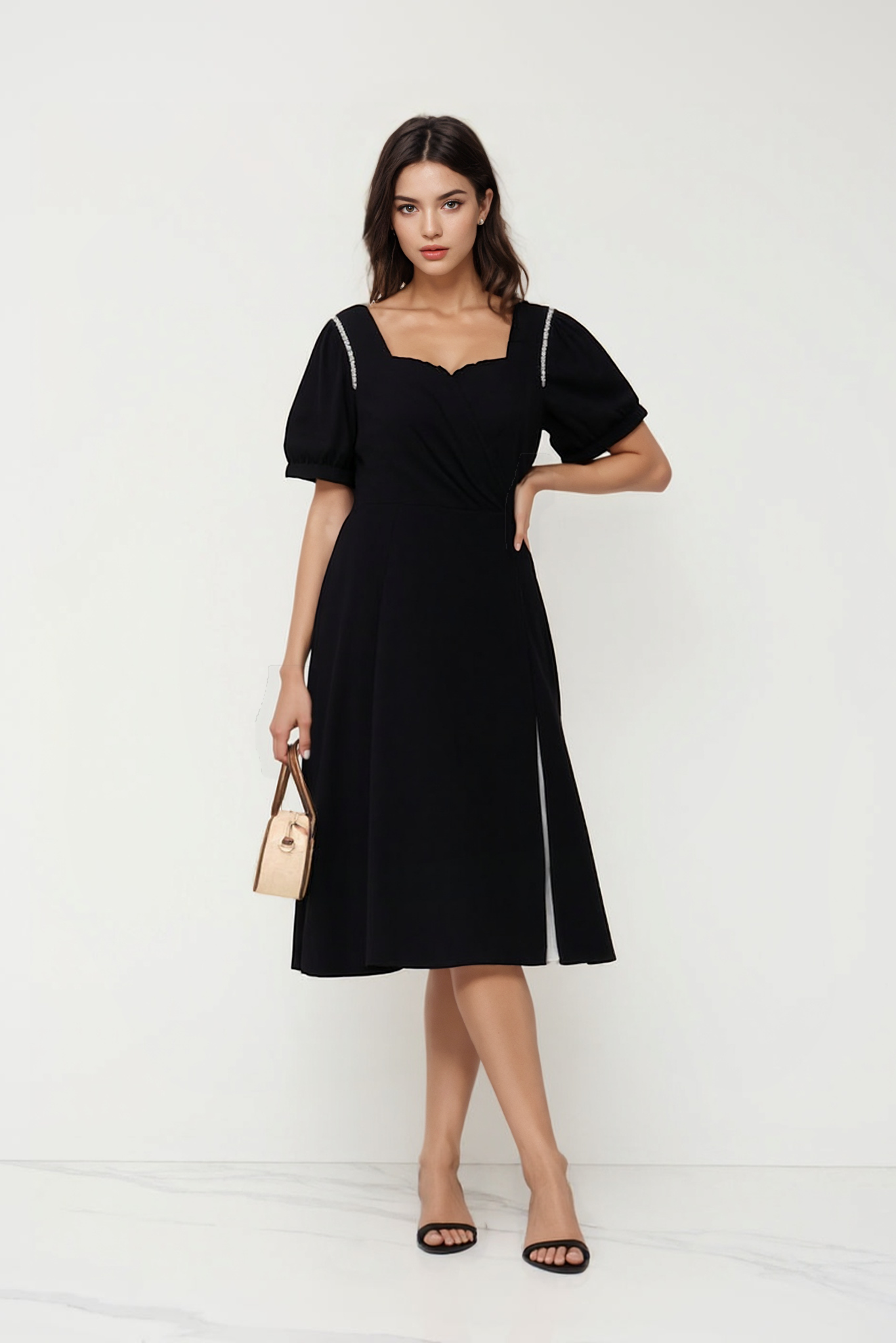 Bubble sleeve chic dress CXQ0615