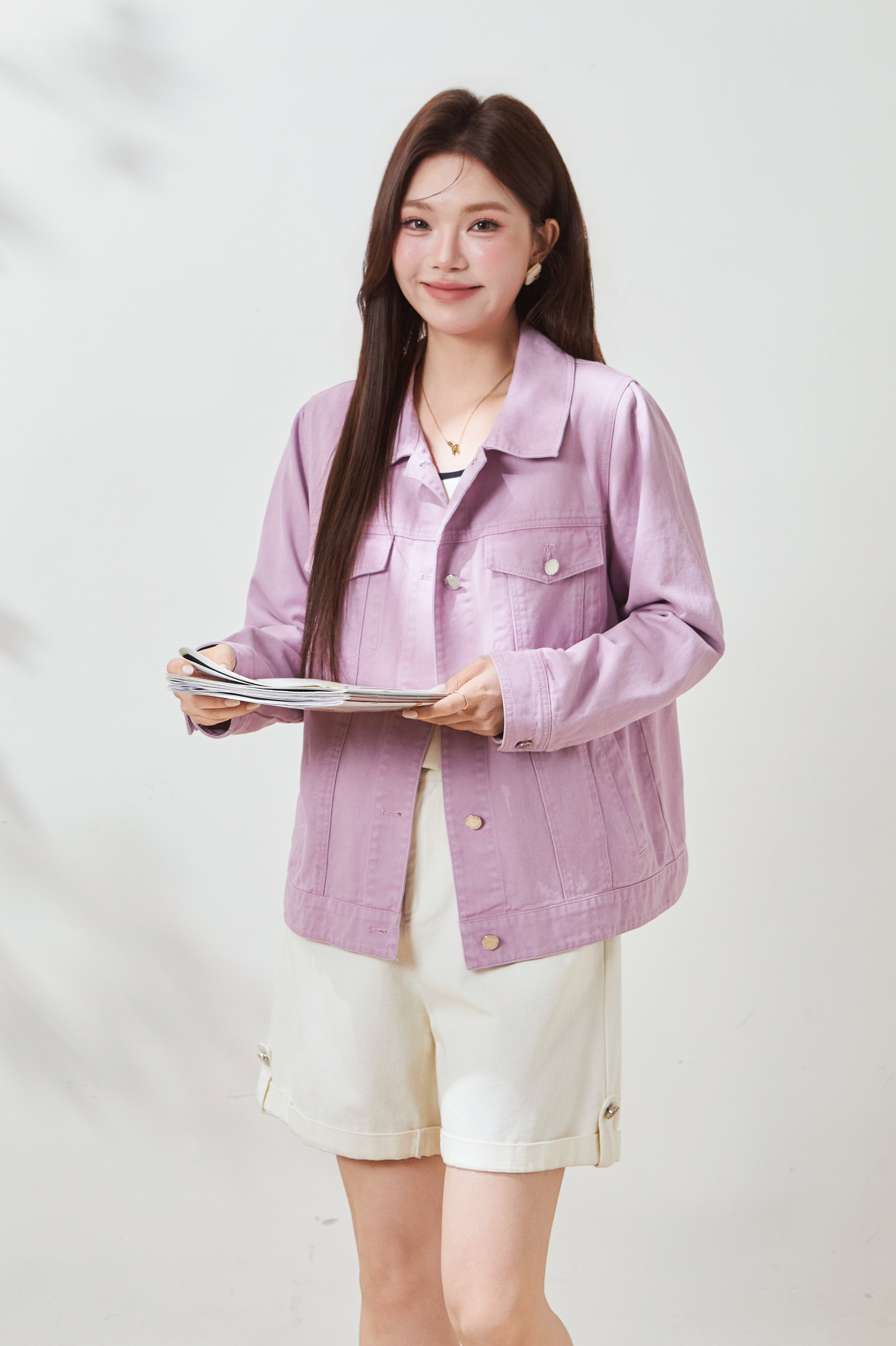 Back Embroidered Washed Denim Jacket FCW7059