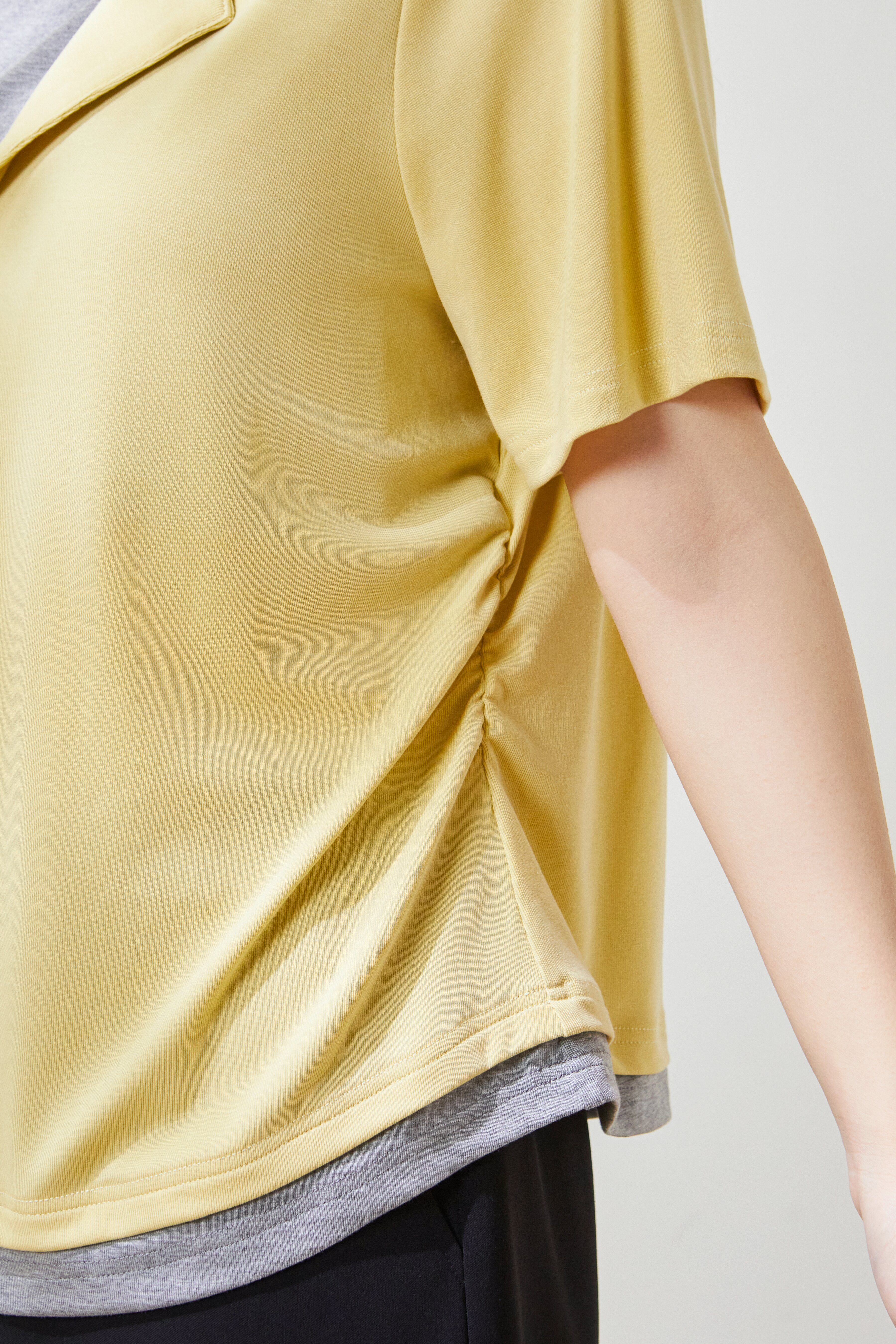 Fake Two-Piece Waist-Cinching Lyocell T-Shirt FXZ7038